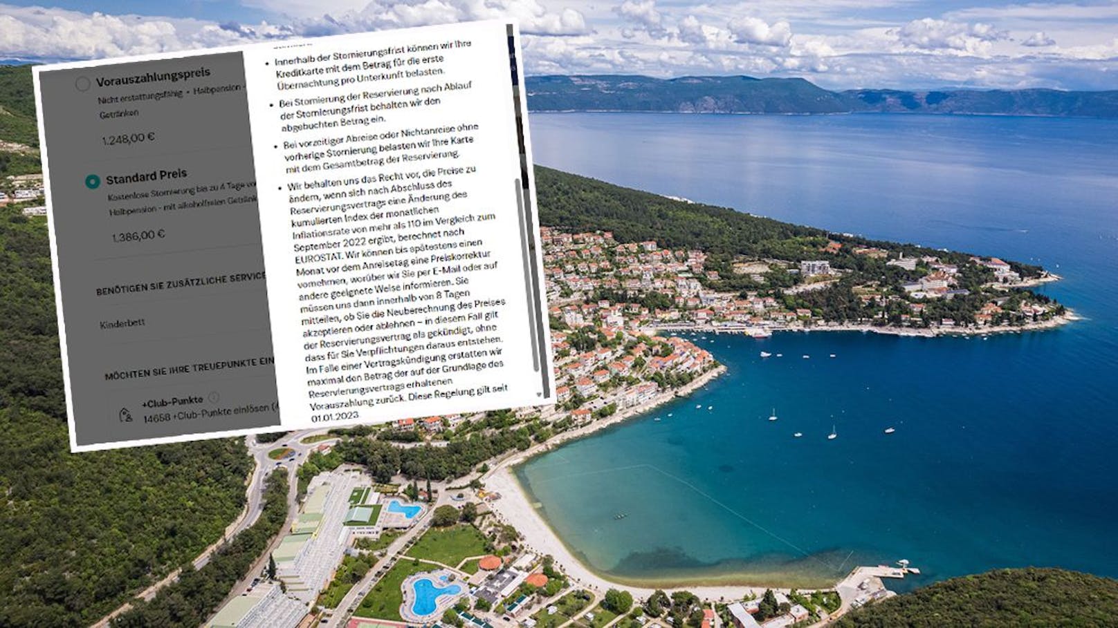 Kroatien-Hotel kann Preis nach der Buchung erhöhen