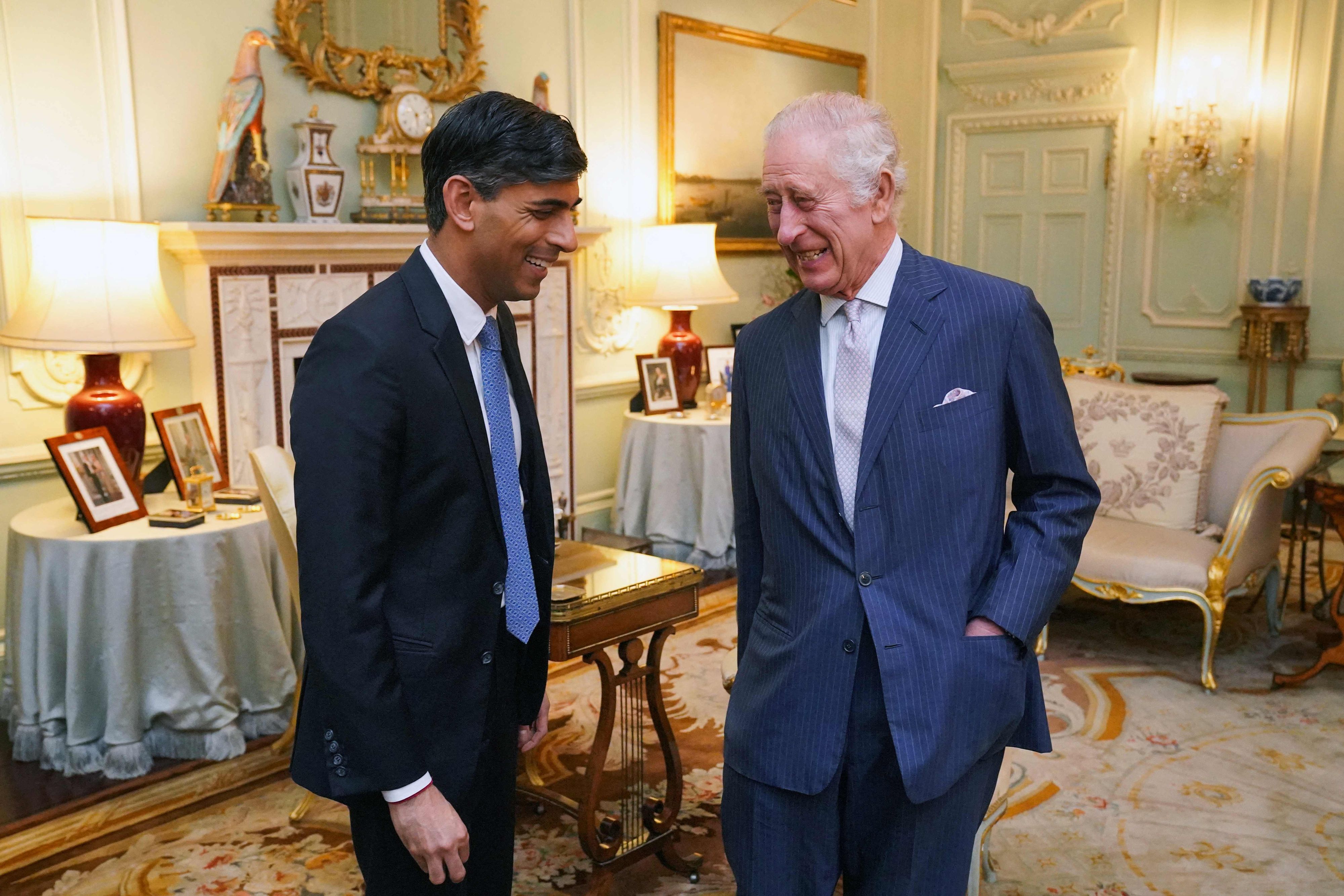 Wieder zurück: Als ersten offiziellen Amtstermin empfing König Charles am Mittwoch Premierminister Rishi Sunak im Buckingham-Palast.