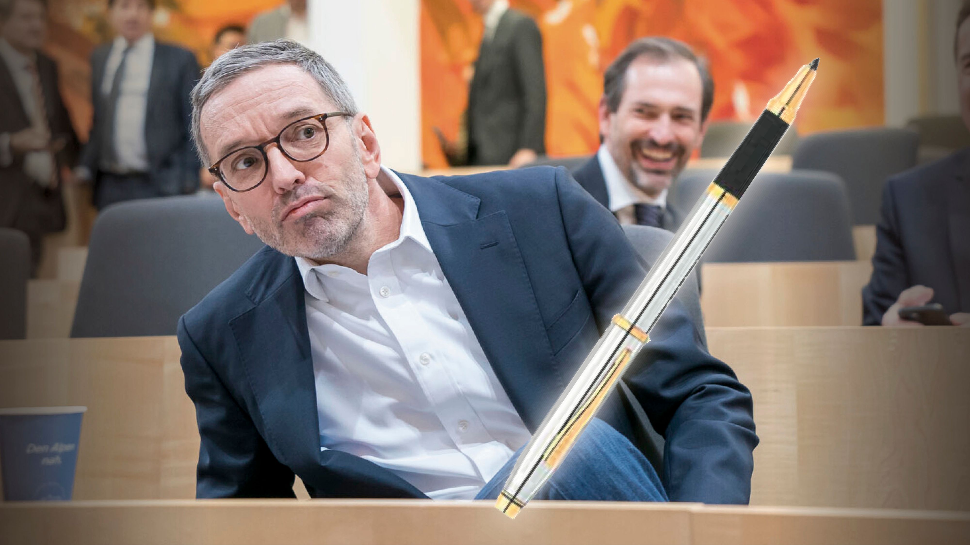 803 € für vier Kugelschreiber. Herbert Kickl legte als Innenminister großen Wert auf seine Kulis.&nbsp;