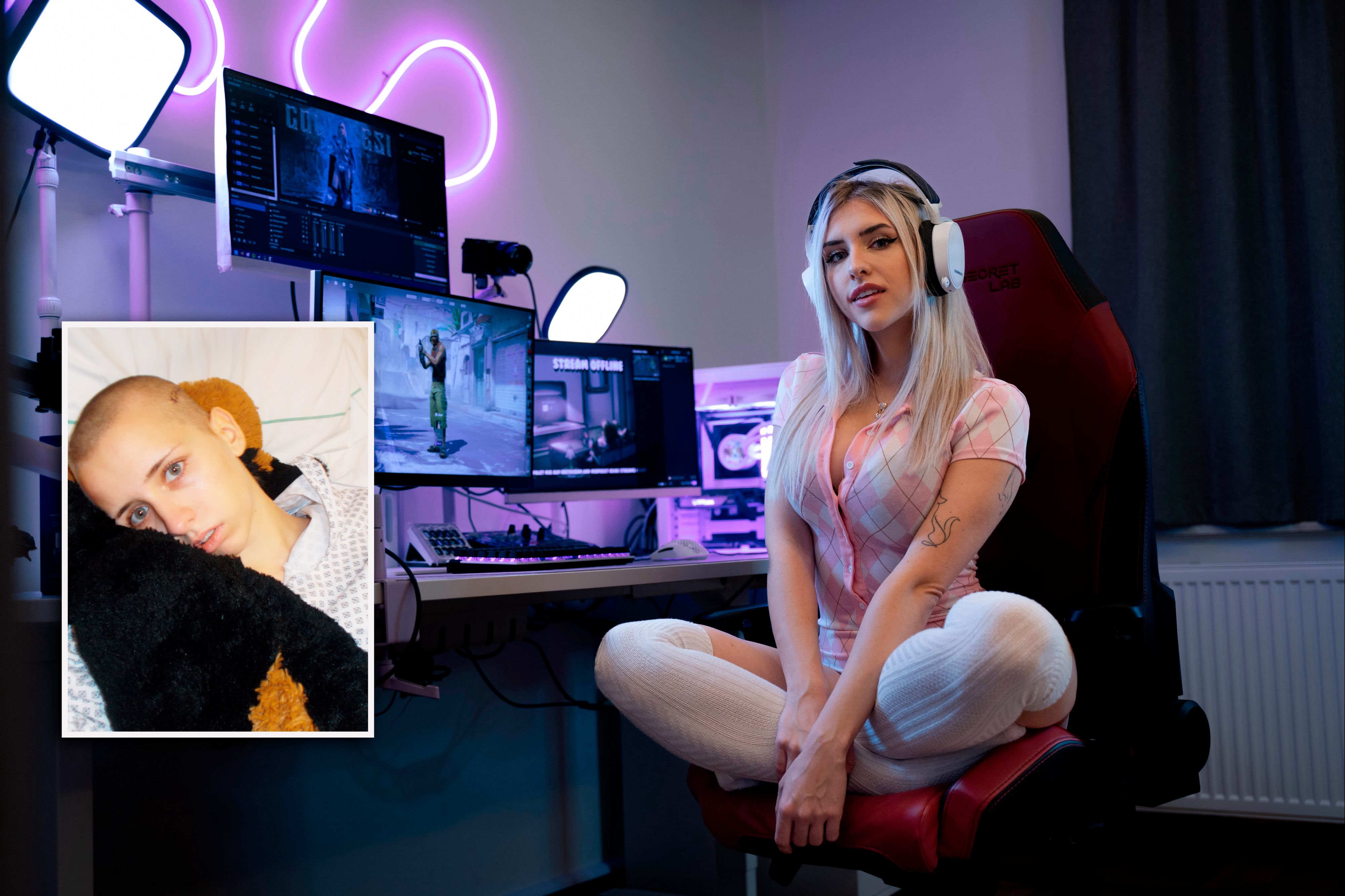 Streaming-Star Collieesi erlitt einen schweren Autounfall (l.), bevor sie im Netz erfolgreich wurde.