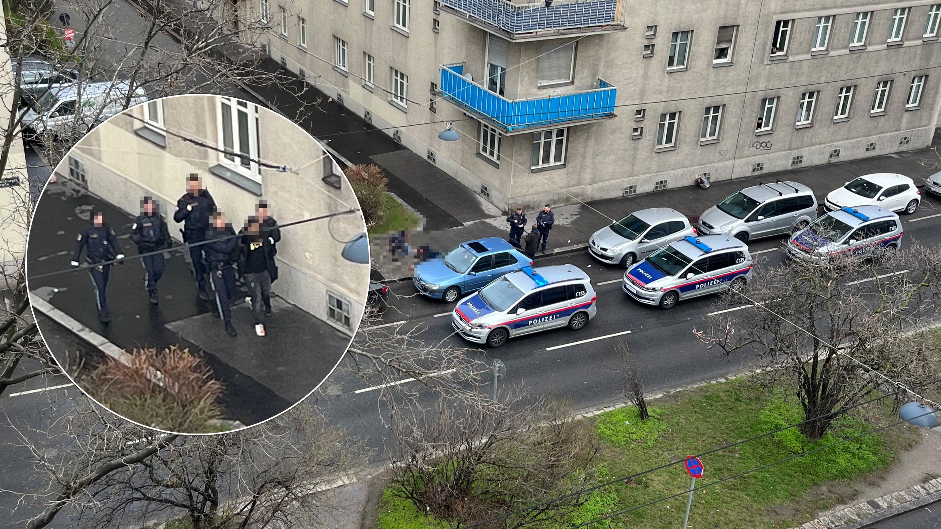 In einem Wohnhaus nahmen Beamte den Angreifer fest.