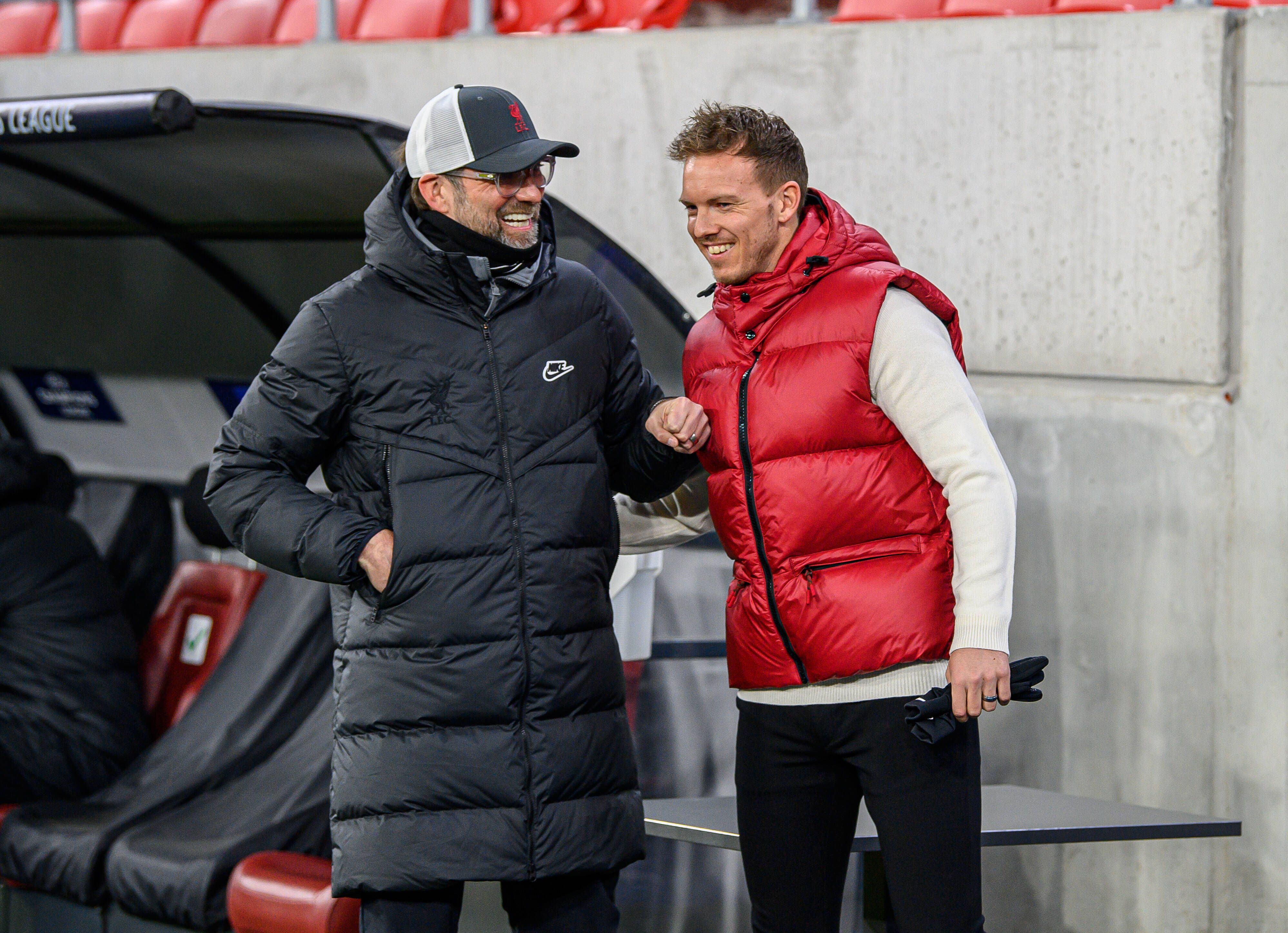 Jürgen Klopp und Julian Nagelsmann standen sich schon als Gegner auf der Trainerband gegenüber.