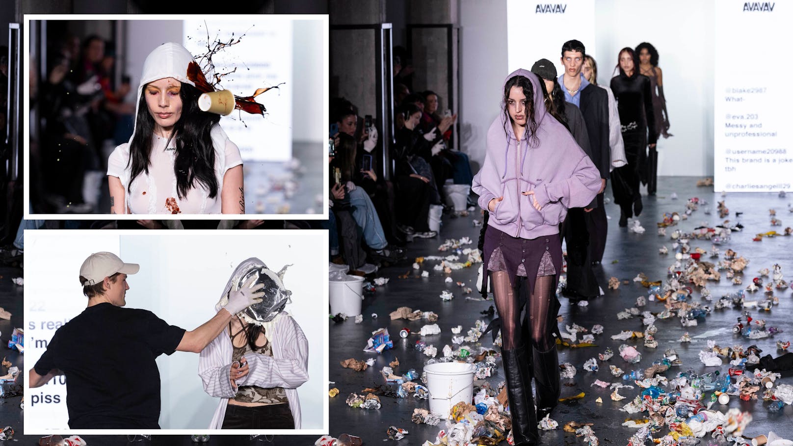 Die Zuschauer bewarfen die Models in Mailand mit Müll