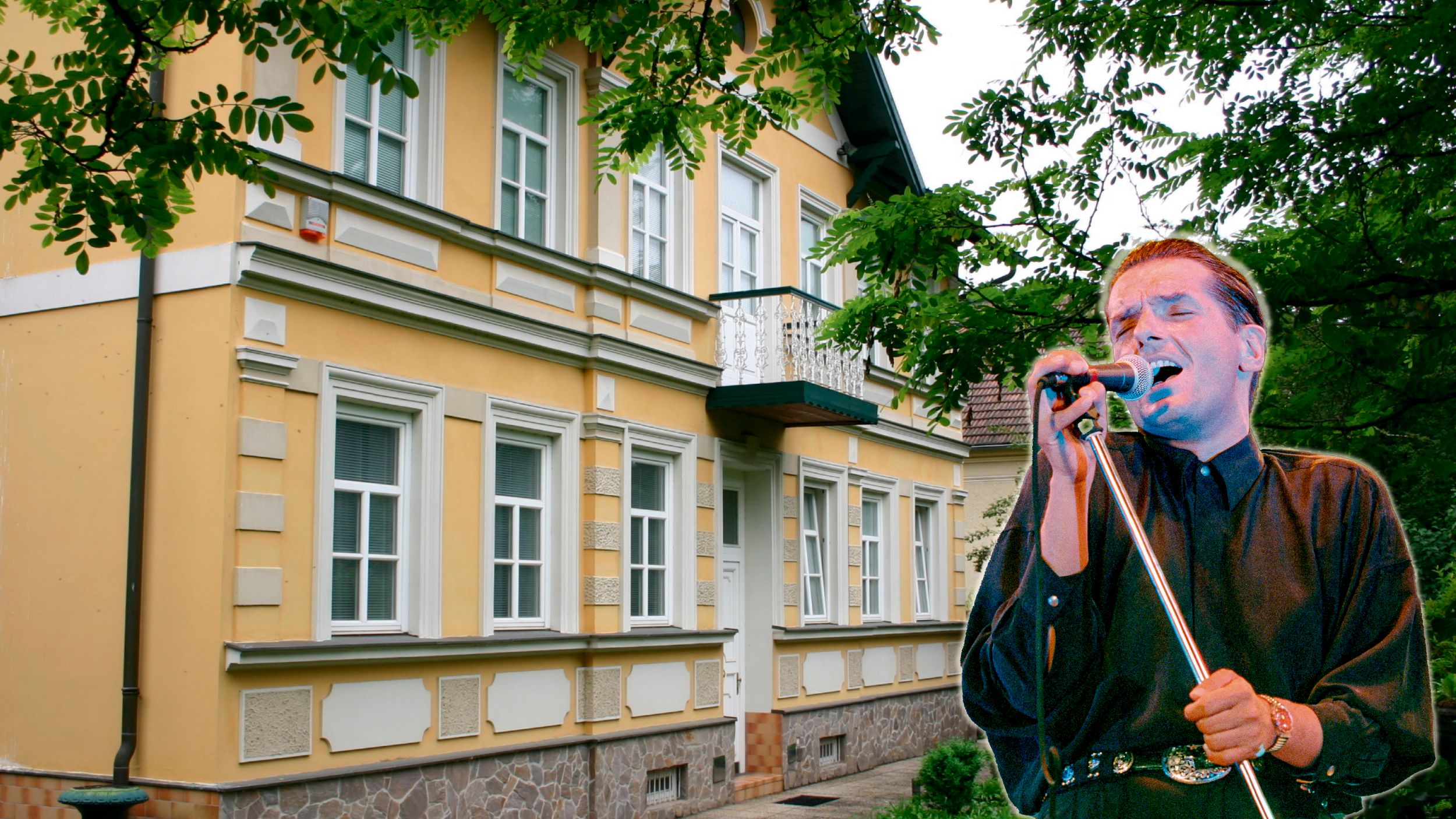 Falco-Villa in NÖ und der Falke bei einem Konzert auf der Wiener Donauinsel im Jahr 1993.
