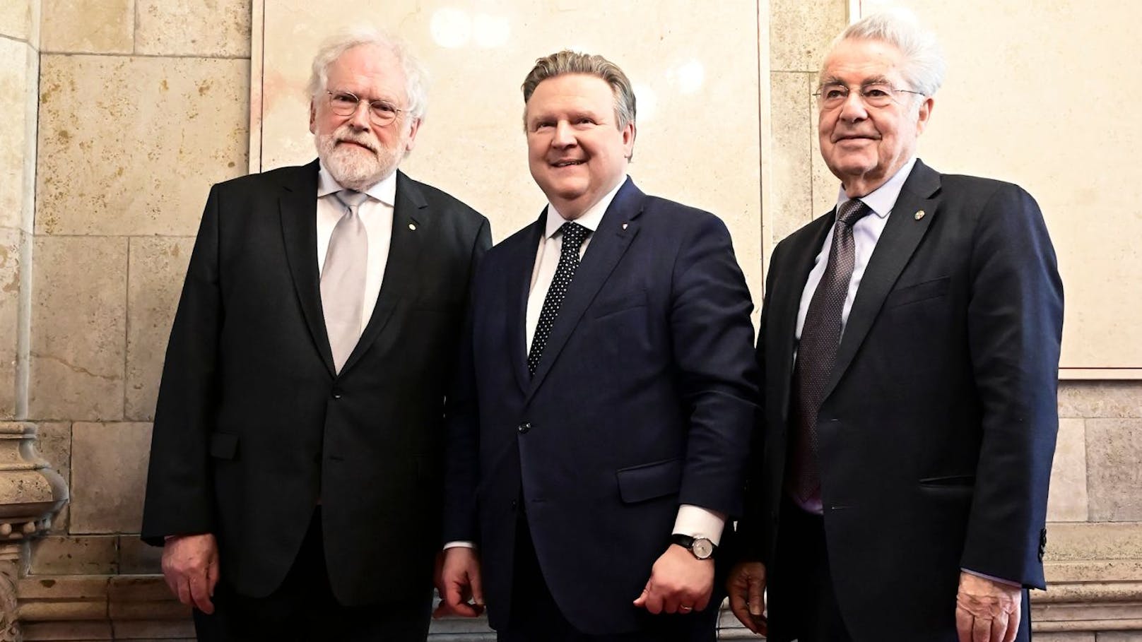 Anton Zeilinger mit Bürgermeister Ludwig und Alt-Bundespräsident Heinz Fischer