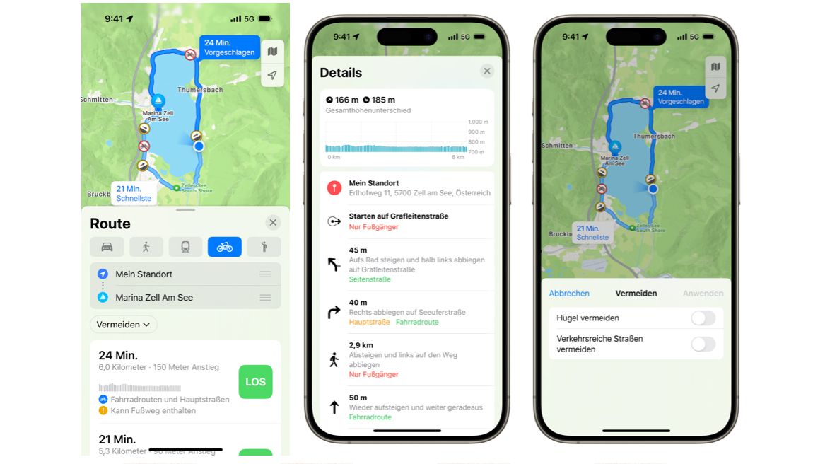 Apple-Karten gibt es nun mit neuen Funktionen für Fahrradfahrer in Österreich.