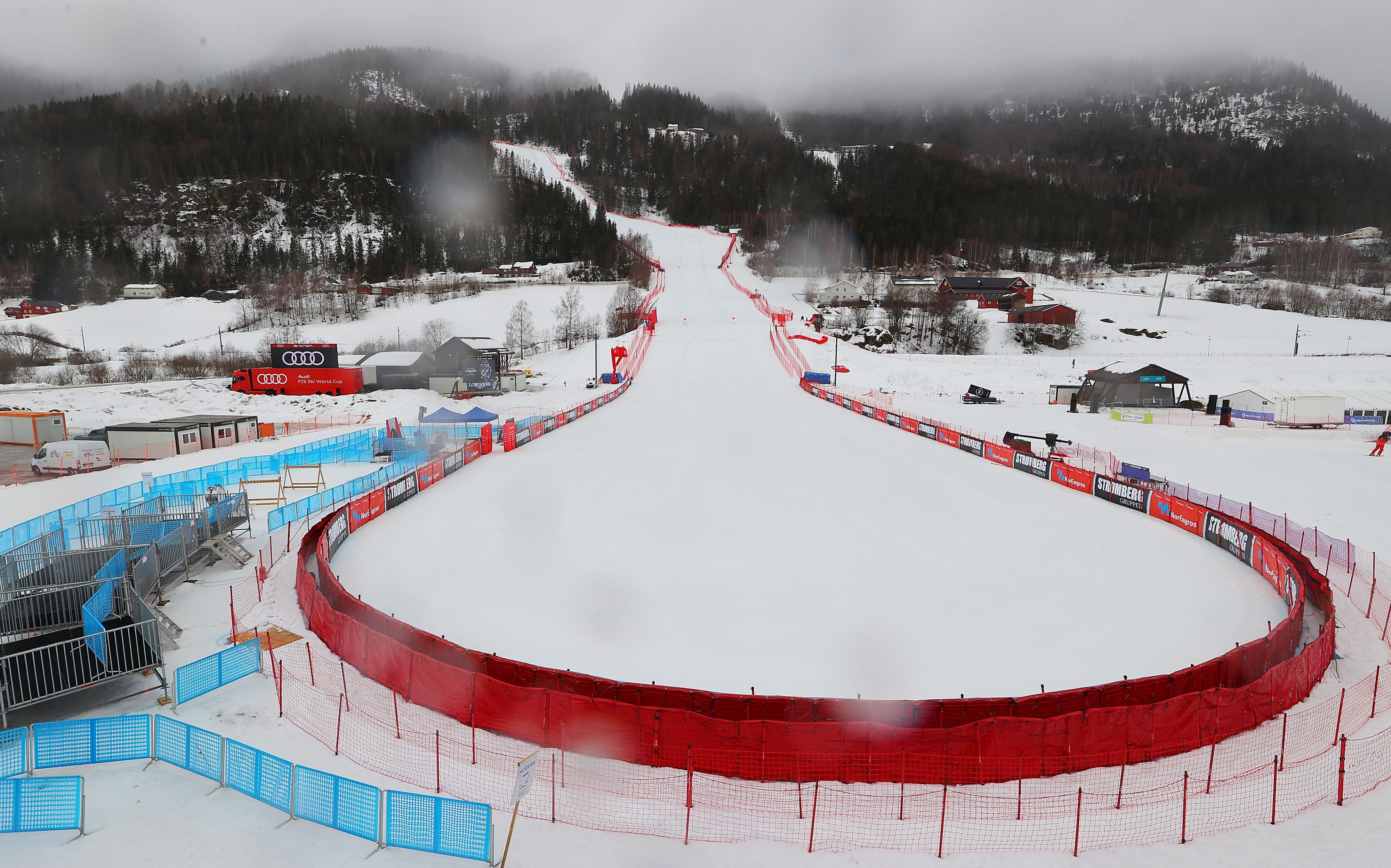 Schlechte Sicht und viel Schnee in Kvitfjell.&nbsp;