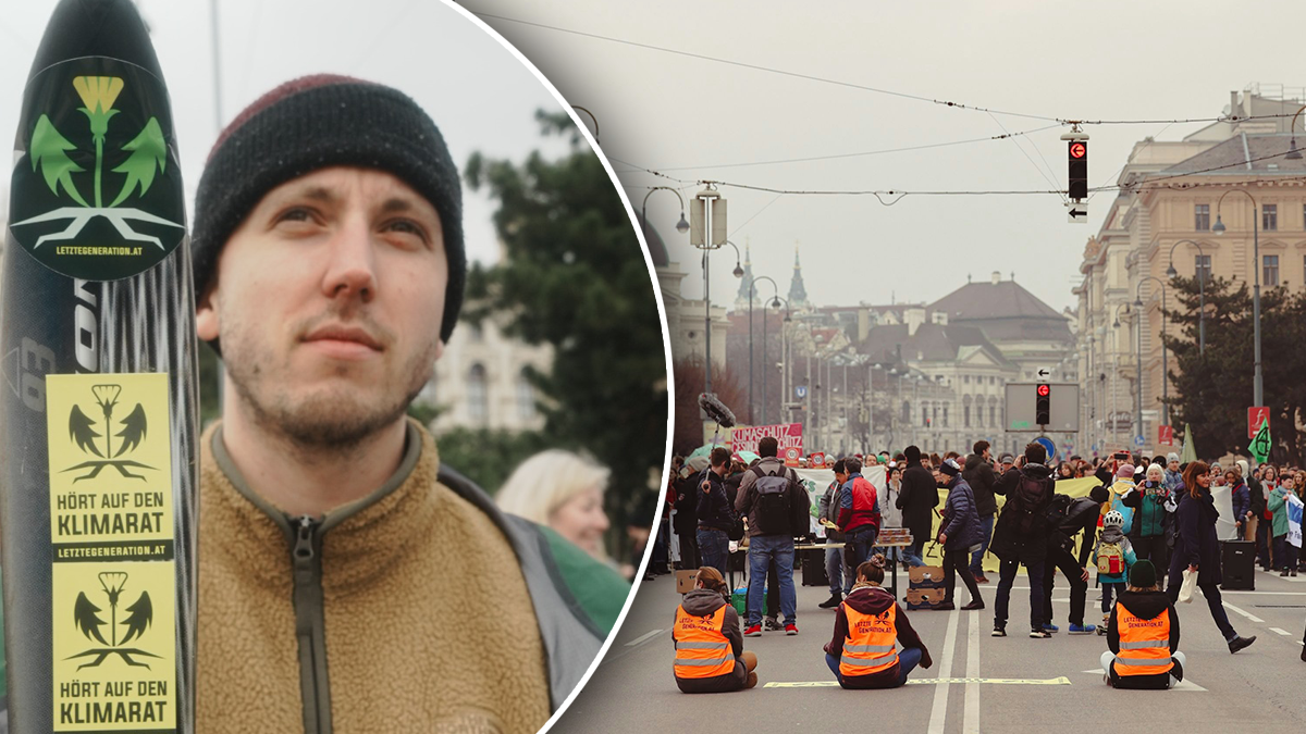 Ex-ÖSV-Star Julian Schütter sorgt mit den Klimaklebern für Chaos.