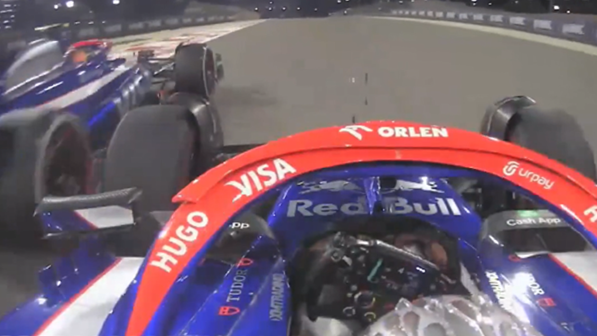 Yuki Tsunoda und Daniel Ricciardo kollidierten beinahe in der Auslaufrunde. 