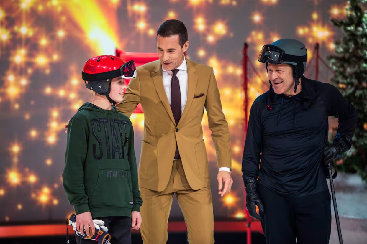 Kai Pflaume mit Luca und Didier.