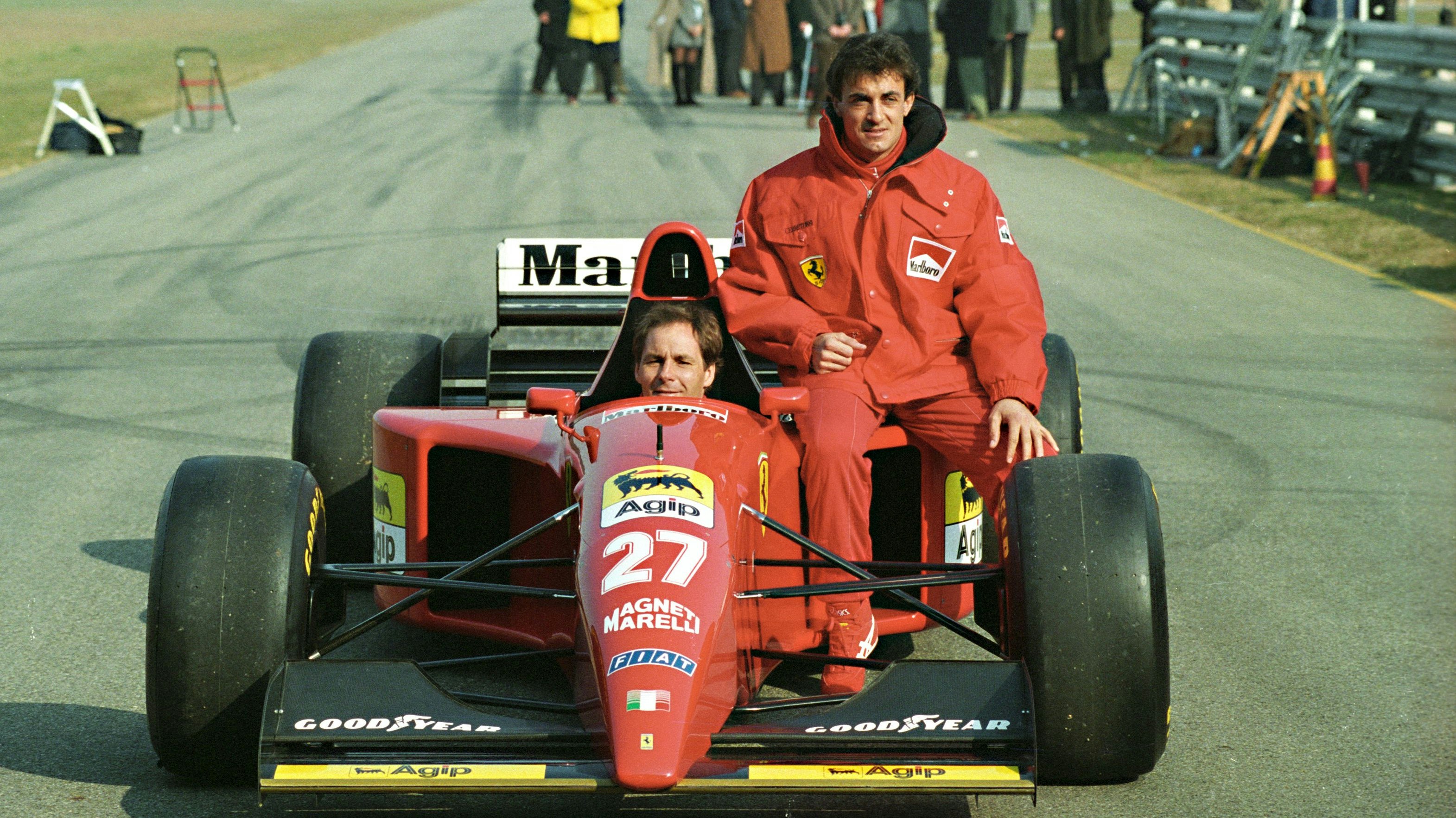 Gerhard Berger und Jean Alesi (r.) waren in der Formel-1-Saison 1995 Teamkollegen im Rennstall aus Maranello