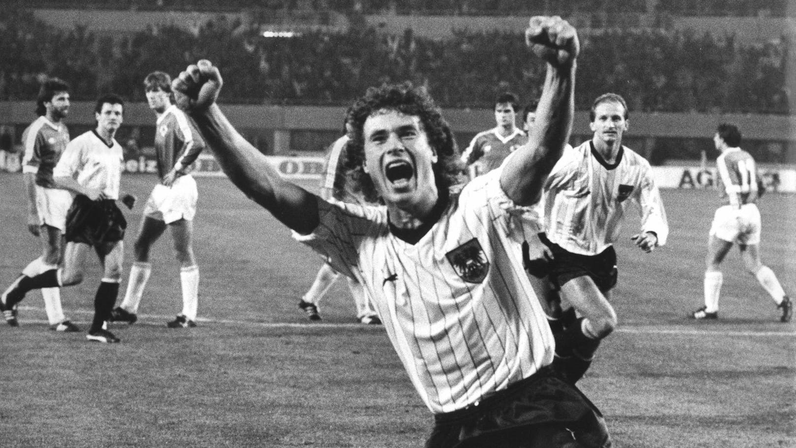 Polster 1986 beim 4:1-Sieg gegen Deutschland