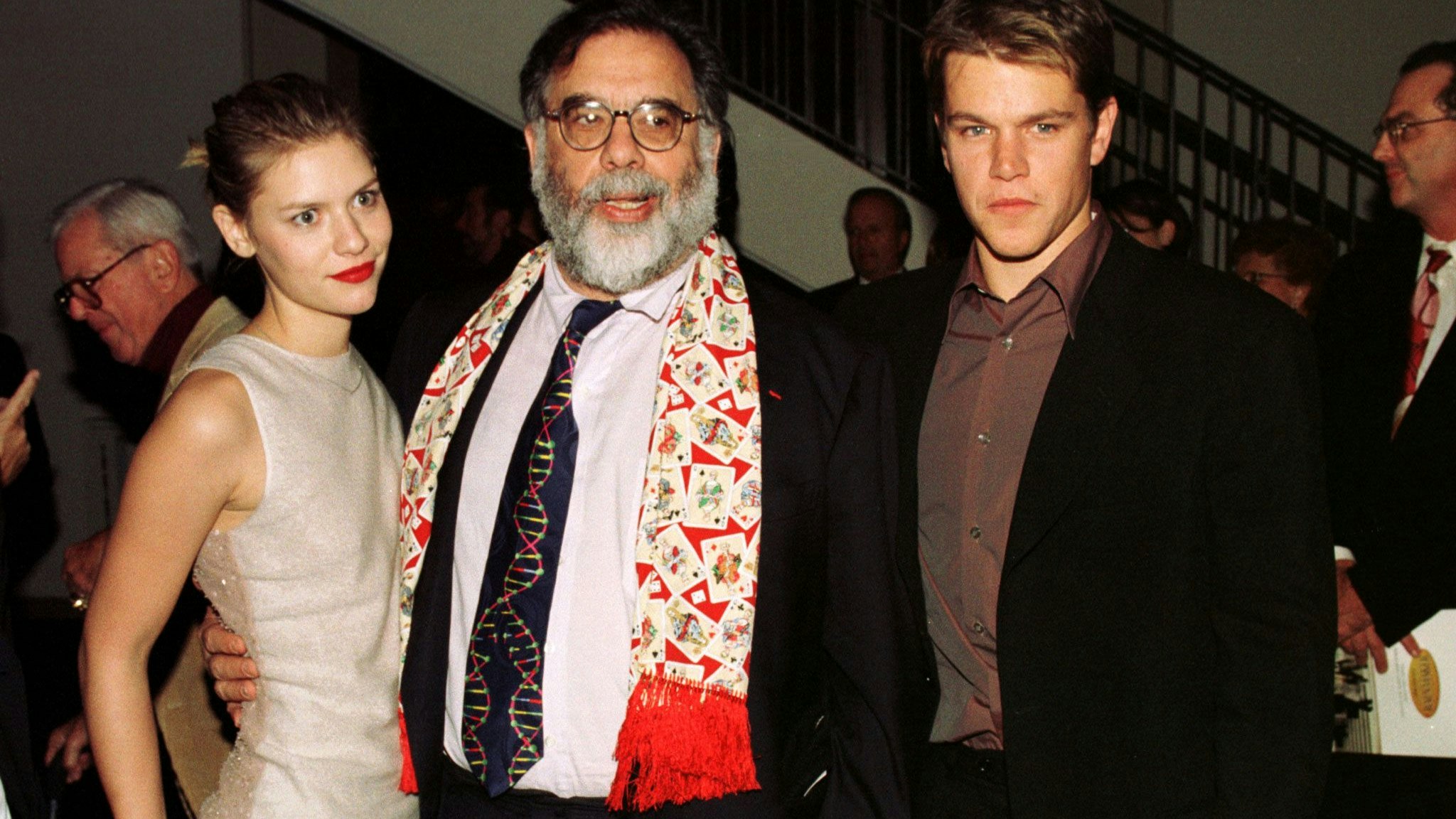 Regisseur Francis Ford Coppola (Mitte) und seine Stars Claire Danes und Matt Damon bei der Premiere von "The Rainmaker" 1997 in Los Angeles.