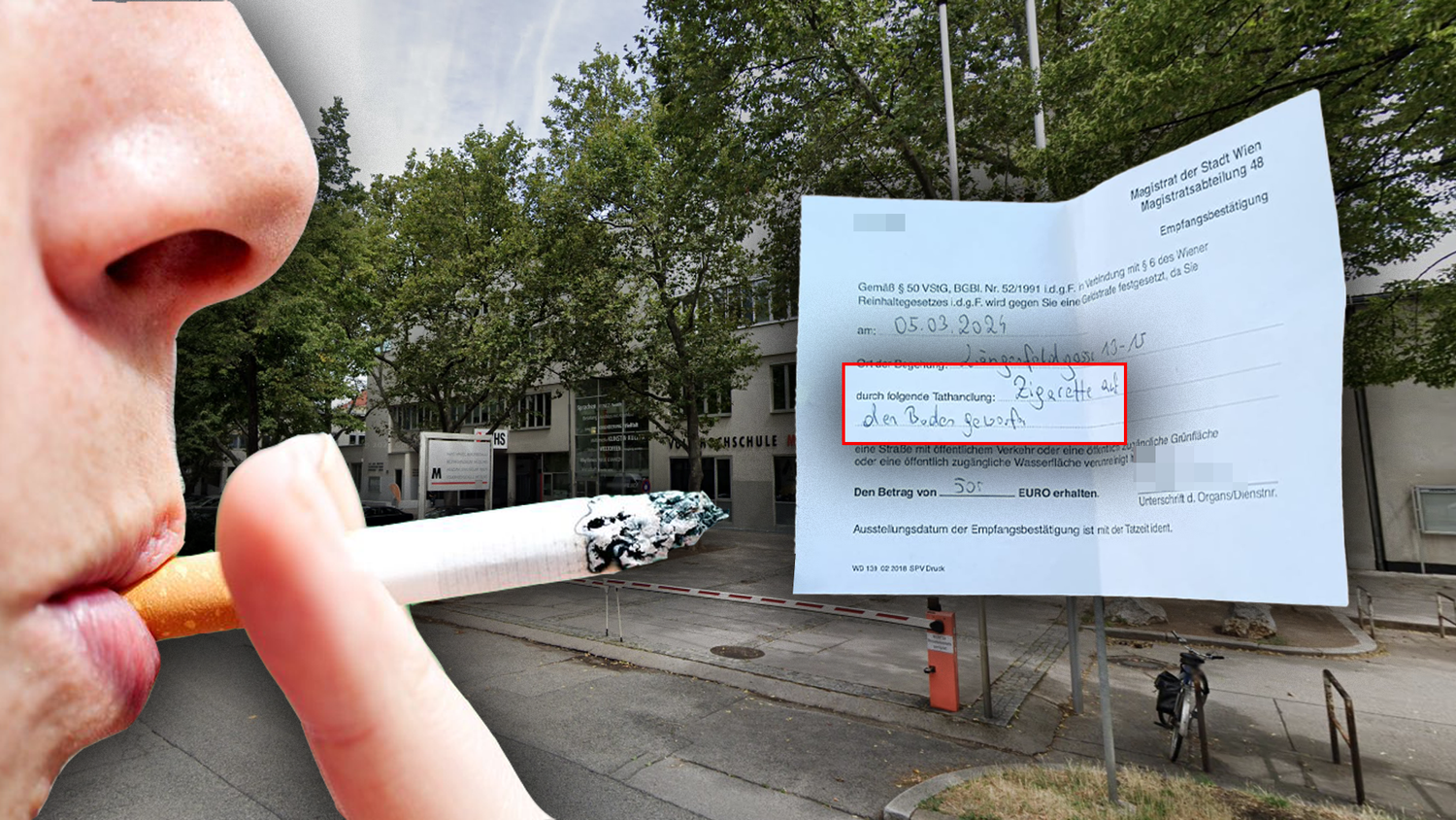 Ärgerlich... Weil ein Wiener seinen Zigarettenstummel auf den Boden geworfen hat, musste er eine Geldstrafe entrichten.