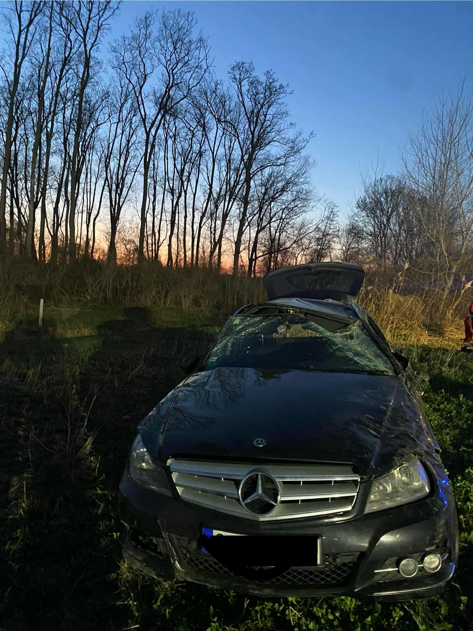 Der Wagen überschlug sich in einem Feld.