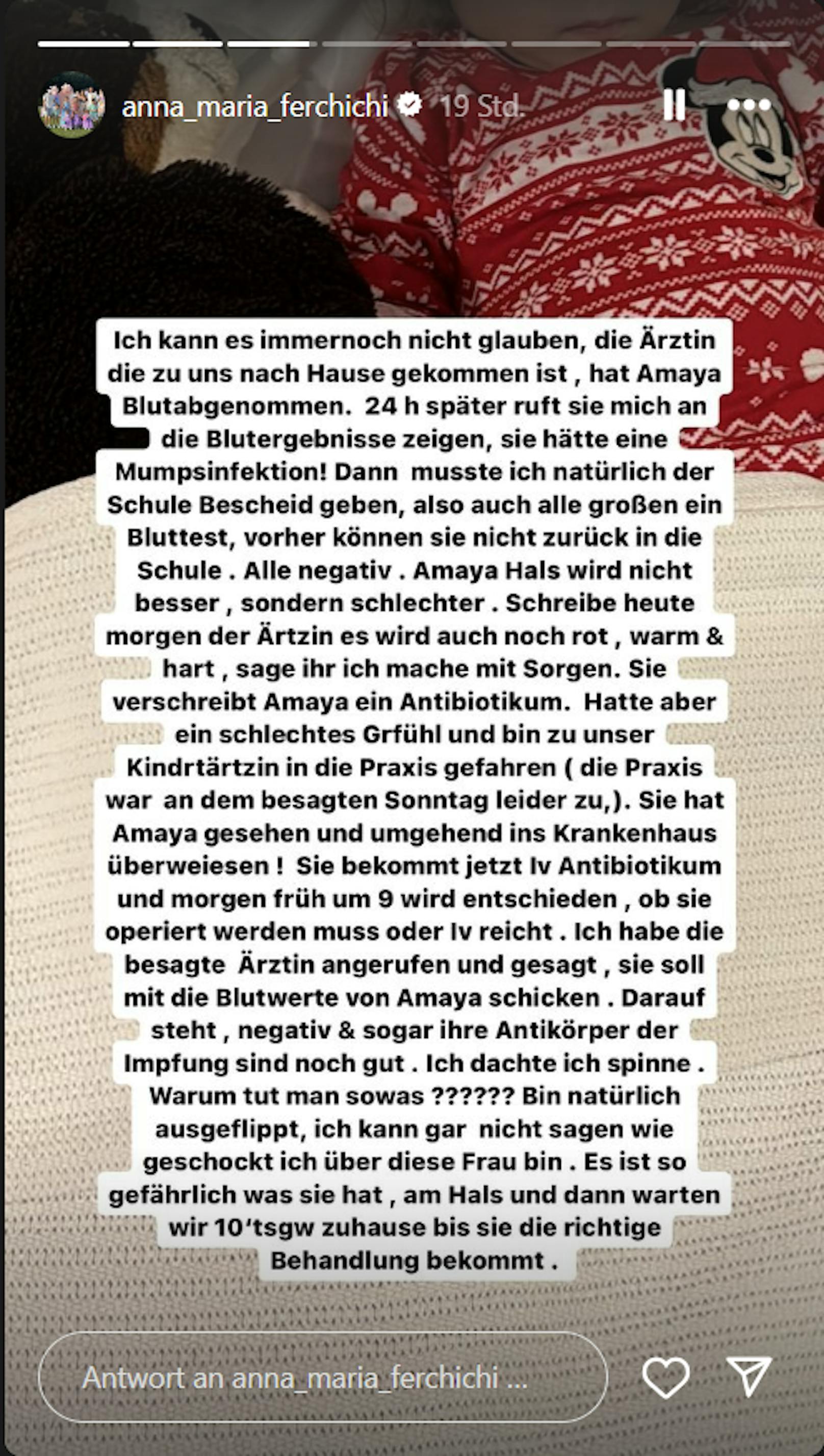 "Es ist kein Mumps, sondern ein Riesen-Abszess am Hals", erklärt Anna-Maria.