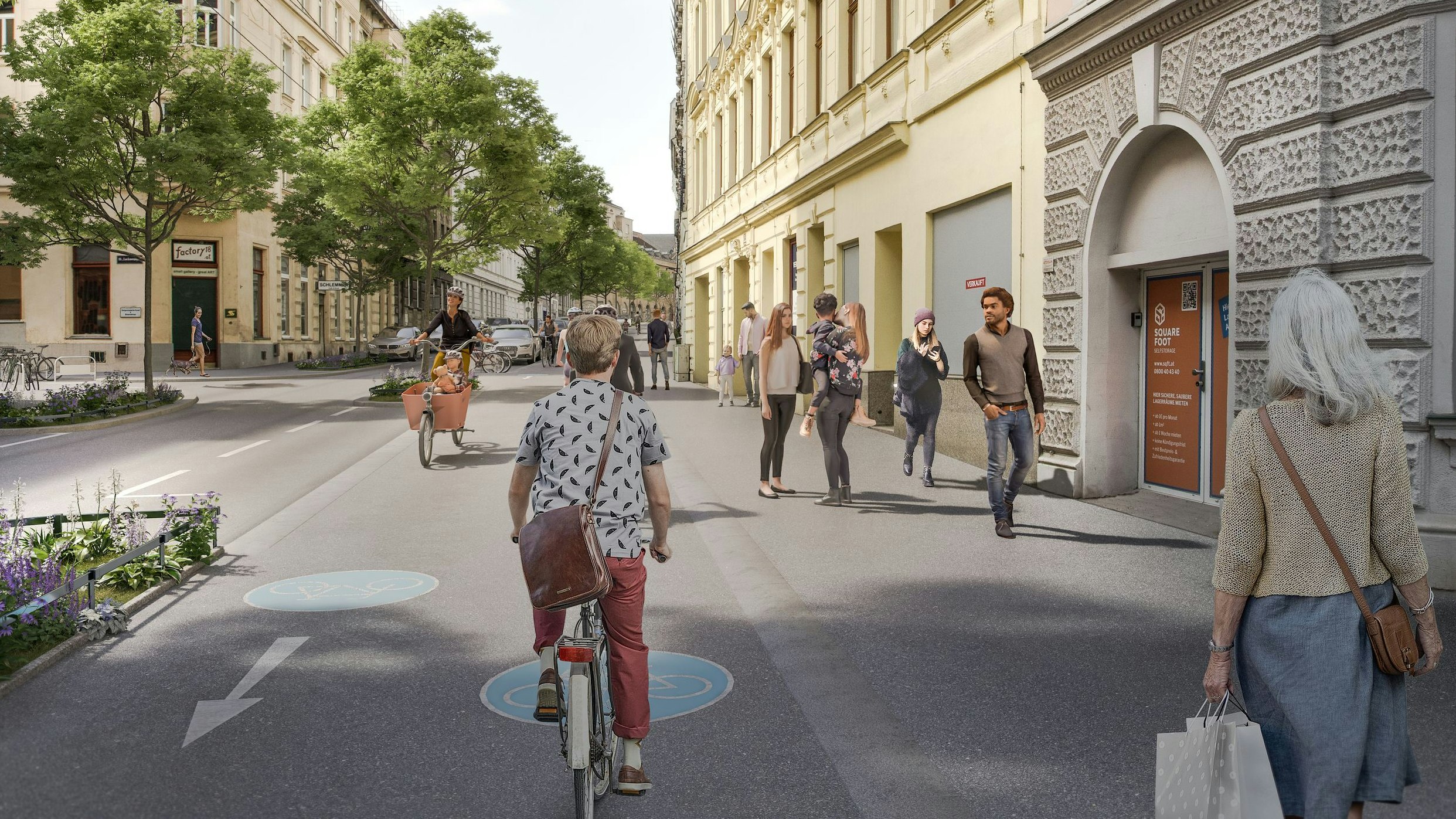 Der Straßenraum in der Währinger Straße zwischen Aumannplatz und Gersthof wird neu aufgeteilt – mit mehr Platz für Radfahrende, Fußgänger und Begrünung