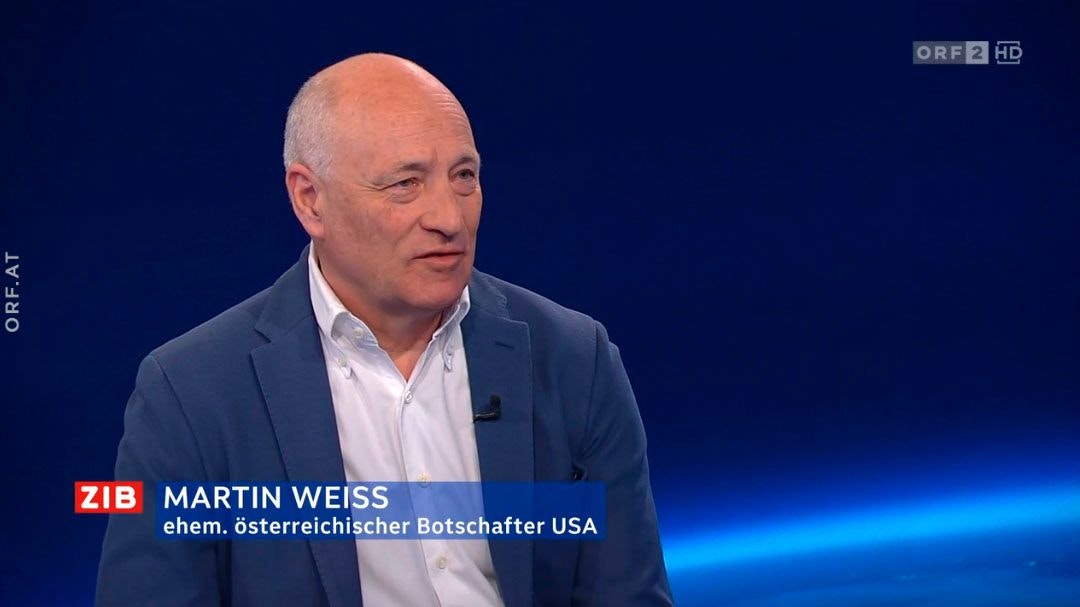 Martin Weiss, ehemaliger Botschafter Österreichs in den USA, zu Gast in der ZIB2 am 6. März 2024.