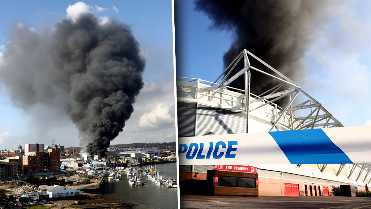 Riesiges Feuer in Southampton