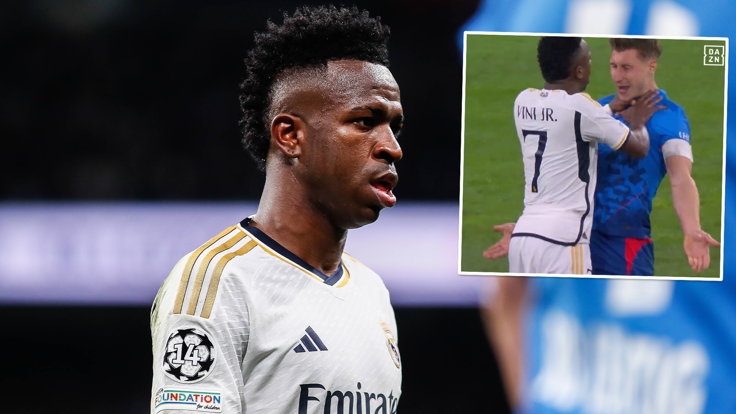 Real-Star Vinicius Junior griff Willi Orban an den Hals, sah nur Gelb.