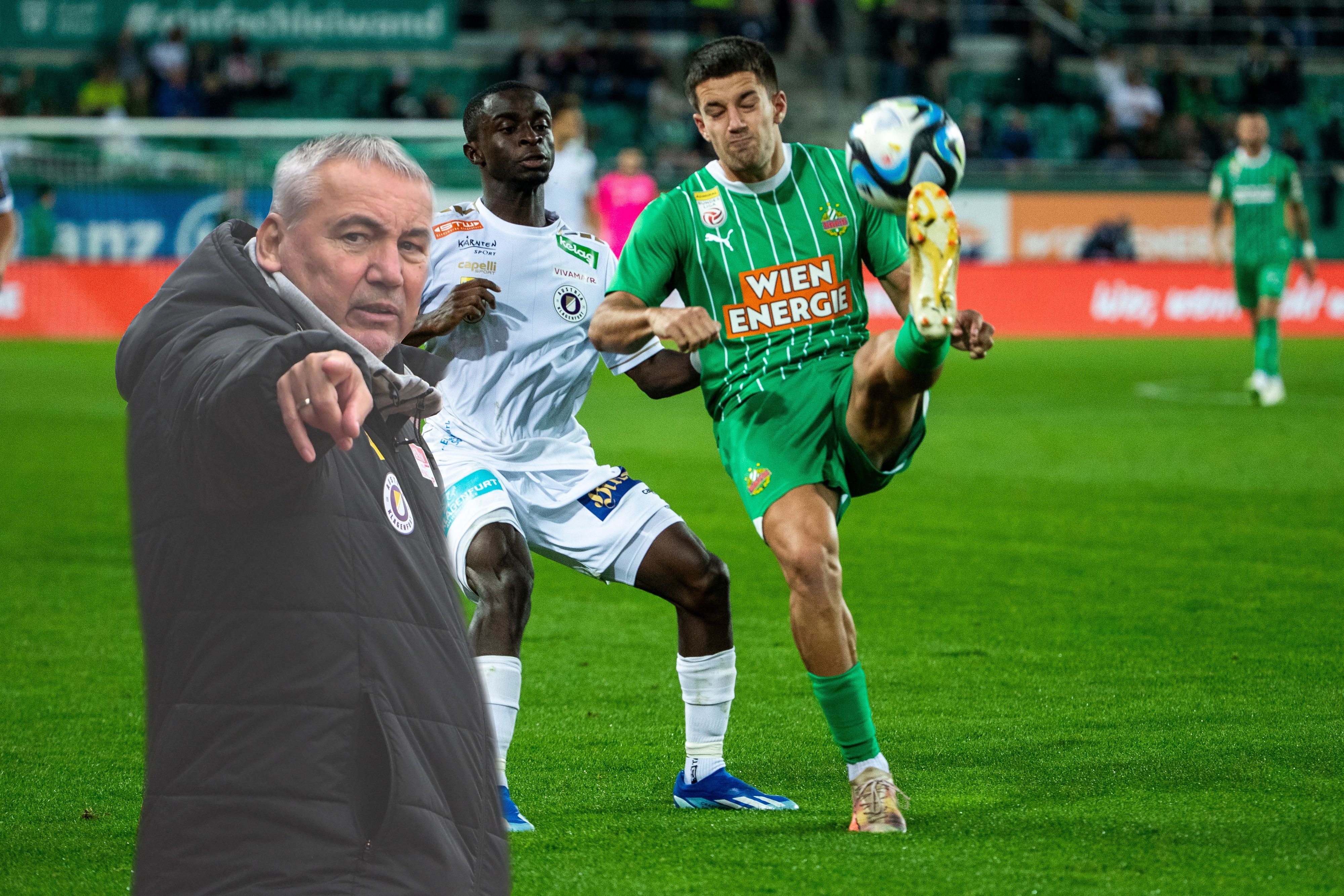 Klagenfurt-Trainer Pacult (l.) träumt vom Meister-Play-off.