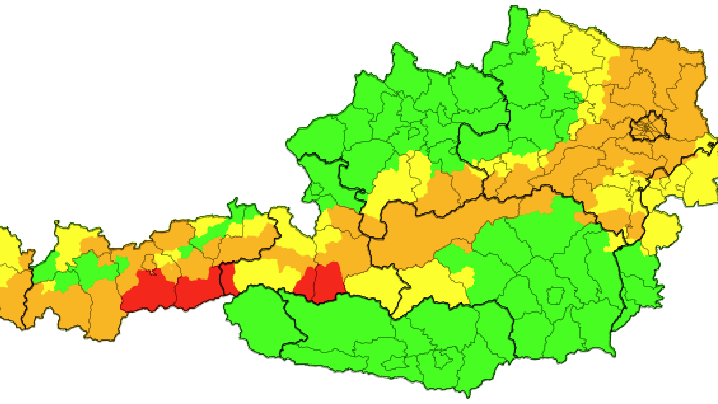 Aktuelle Unwetterwarnungen für Österreich