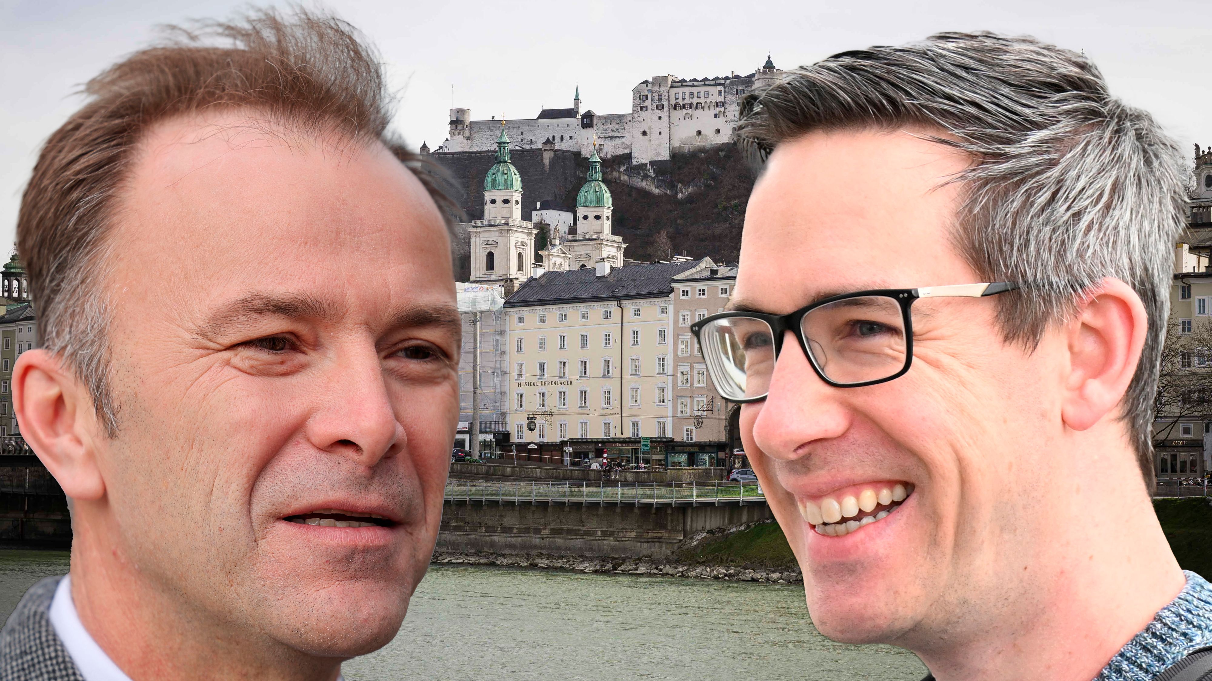 Gehen in die Stichwahl um Salzburg: Vizebürgermeister Bernhard Auinger (SPÖ) und Kay-Michael Dankl (KPÖ Plus).