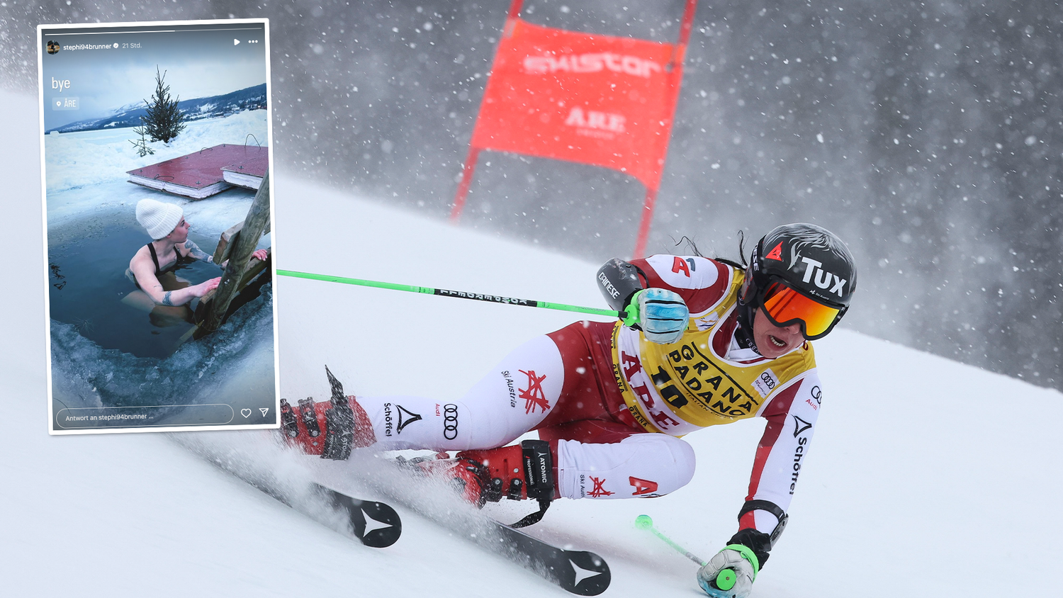 Stephanie Brunner schickt Grüße aus dem Eisbad in Aare.