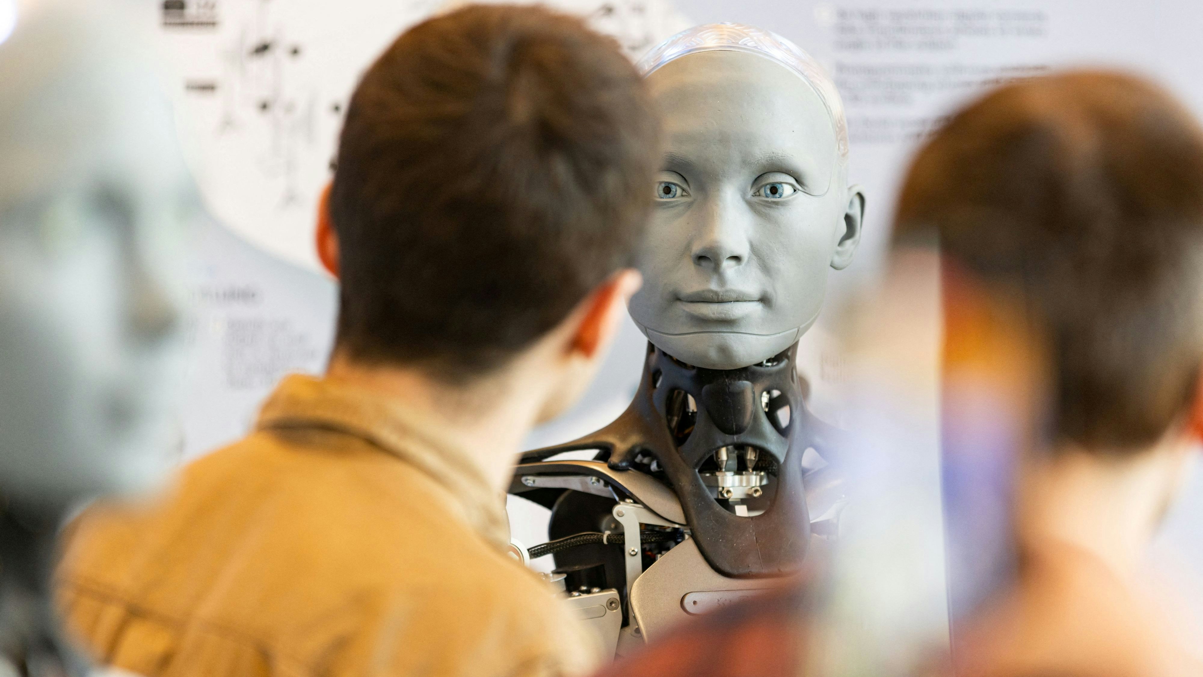 Humanoid robot 'Rmeca' is pictured at AI for Good Global Summit, in Geneva, Switzerland, July 6, 2023. REUTERS/Pierre Albouy