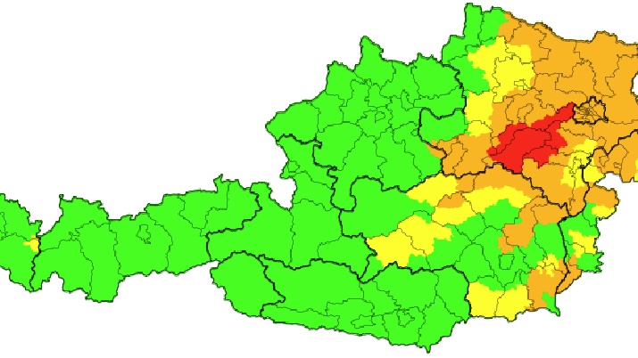 Aktuelle Unwetterwarnungen für Österreich