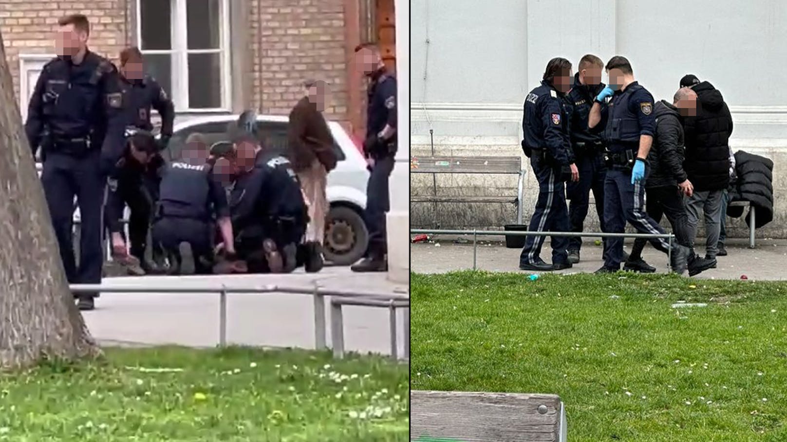 Polizeilicher Großeinsatz am Keplerplatz. Ein Mann wurde von den Beamten am Boden fixiert.