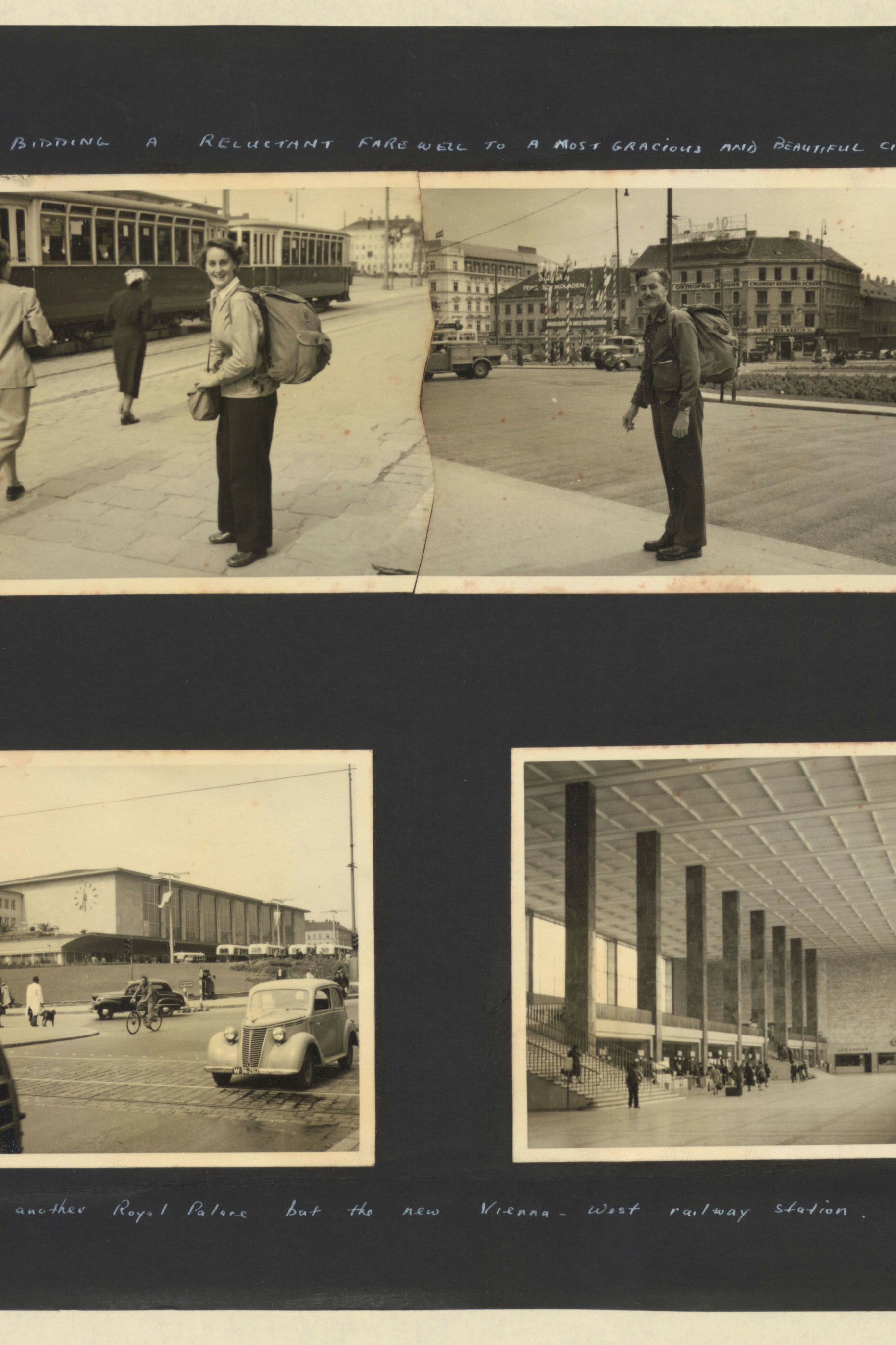 Joyce Ewers und Eric Hope beim neu erbauten Westbahnhof: Ansicht der hdgö-Sonderausstellung „Holidays in Austria. Ein Urlaubsland erfindet sich neu“