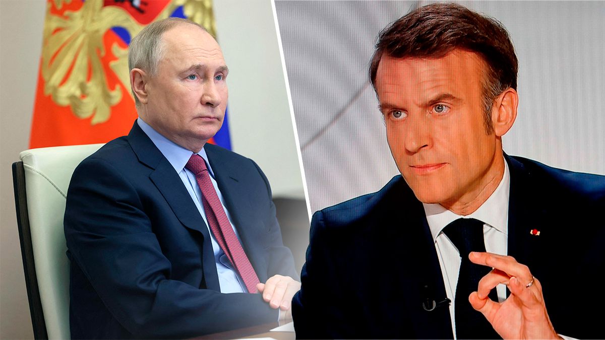 In einem TV-Interview hat Emmanuel Macron (r.) scharfe Worte an Wladimir Putin gerichtet.