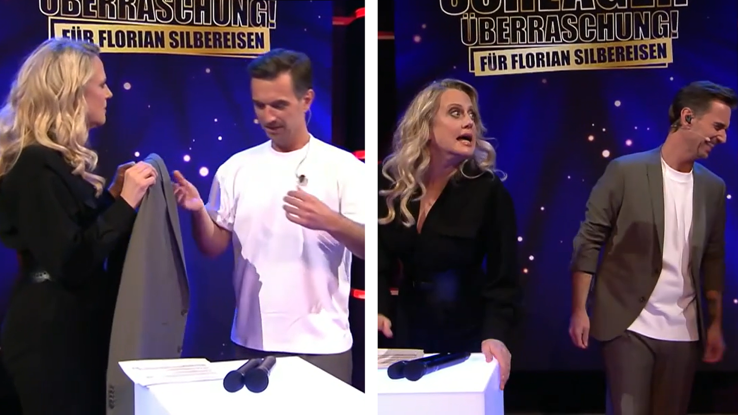 Schöneberger erlaubte sich einen Witz in Silbereisens Richtung.