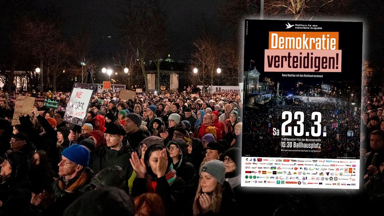 Wie schon im Jänner soll es wieder zu einer Groß-Demonstration für die Verteidigung der Demokratie kommen. 