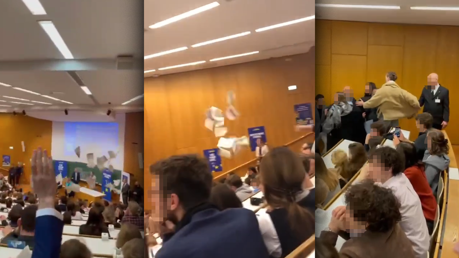 Roberta Metsola zu Besuch am Juridicum. Die Diskussion wurde gestört von einer Protestaktion.