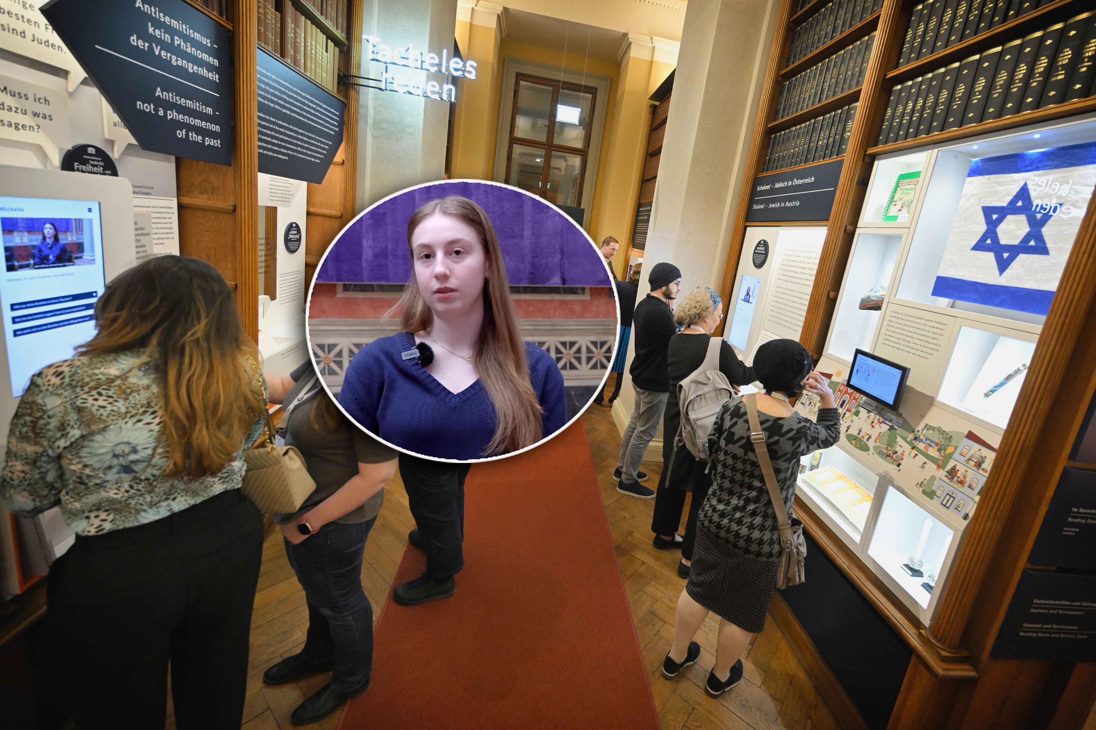 Eine junge Wiener Jüdin (Mi.) musste in einer Berufsschule miterleben, wie ein Schüler den Hitlergruß machte. Darüber spricht sie in der Ausstellung 