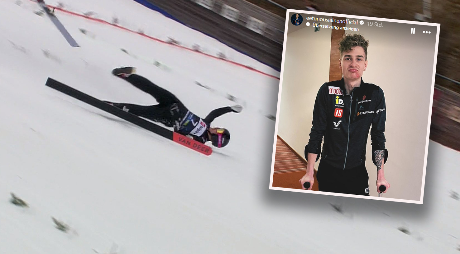 Eetu Nousiainen ist in Planica schwer gestürzt. 