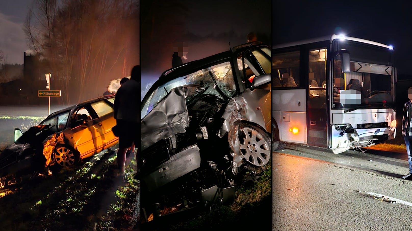 Frontal-Crash mit Reisebus forderte Schwerverletzten