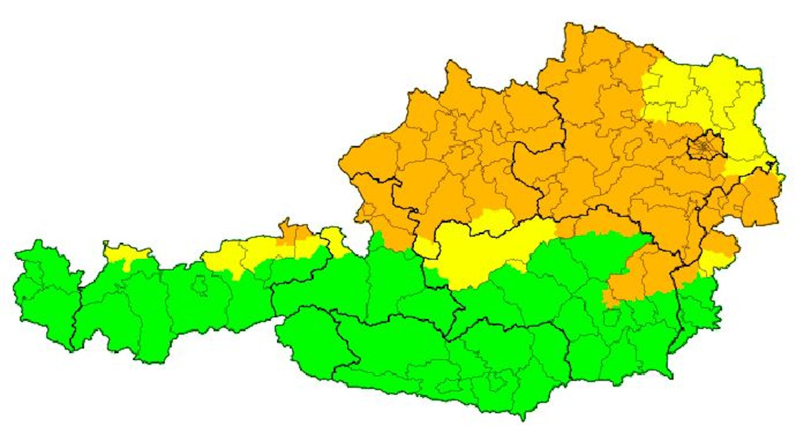 Aktuelle Unwetter-Warnungen (Sturm) für Österreich.