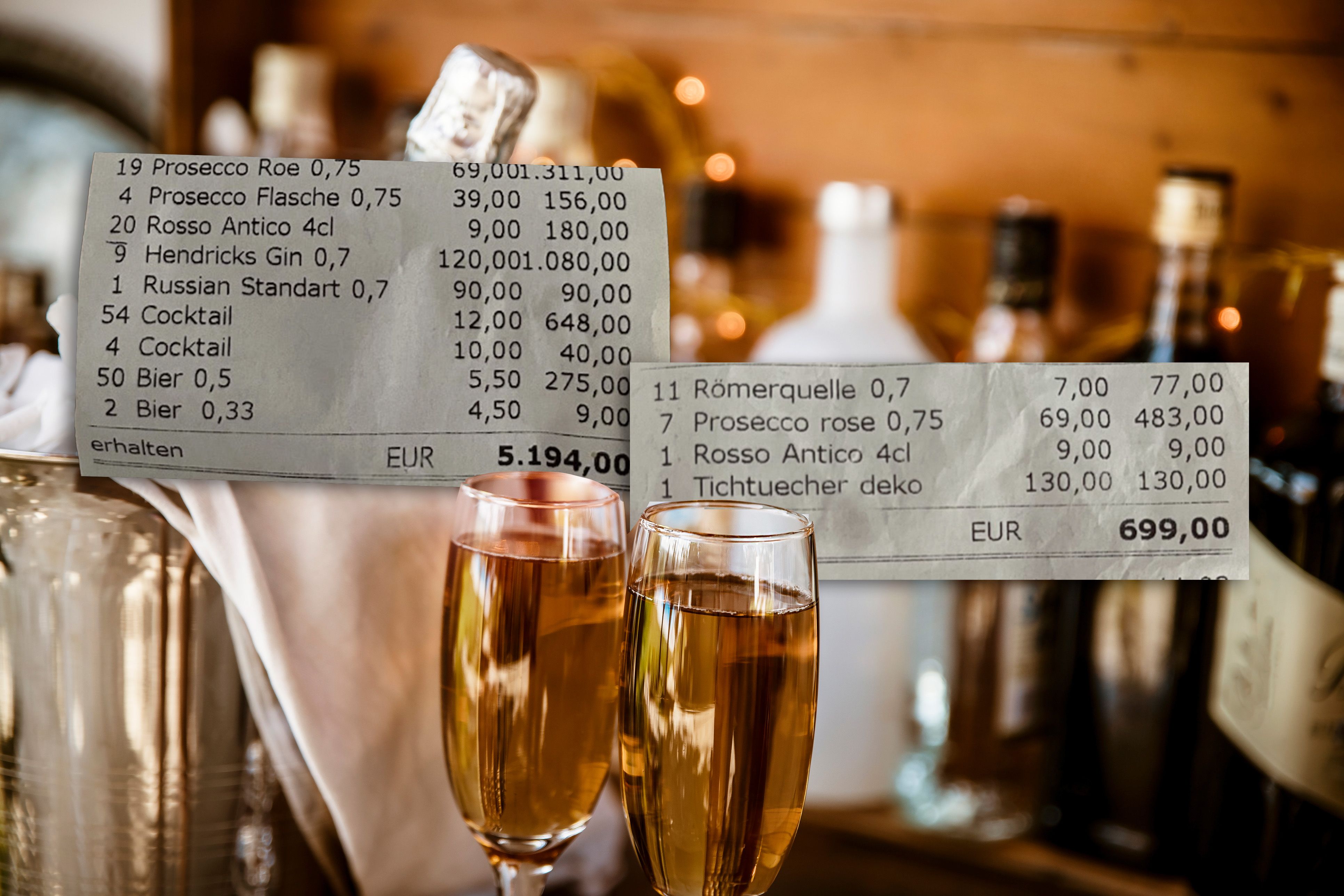 Die Gesamtsumme des Abends betrug 5.893 Euro ohne Trinkgeld.