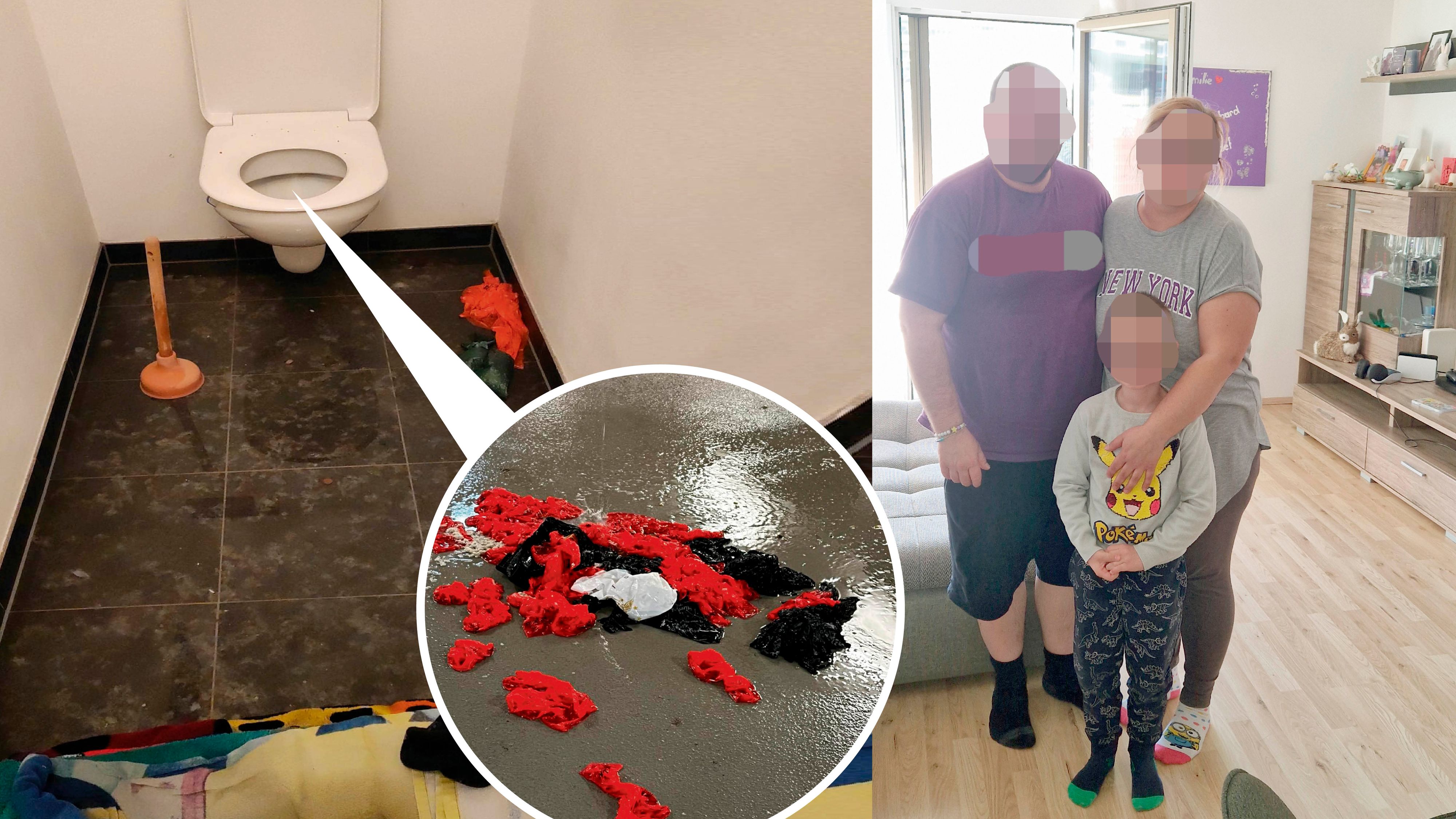 Die Familie ist verzweifelt. Schon dreimal ist das WC einfach übergelaufen, weil ein Nachbar seinen Müll dort entsorgt.