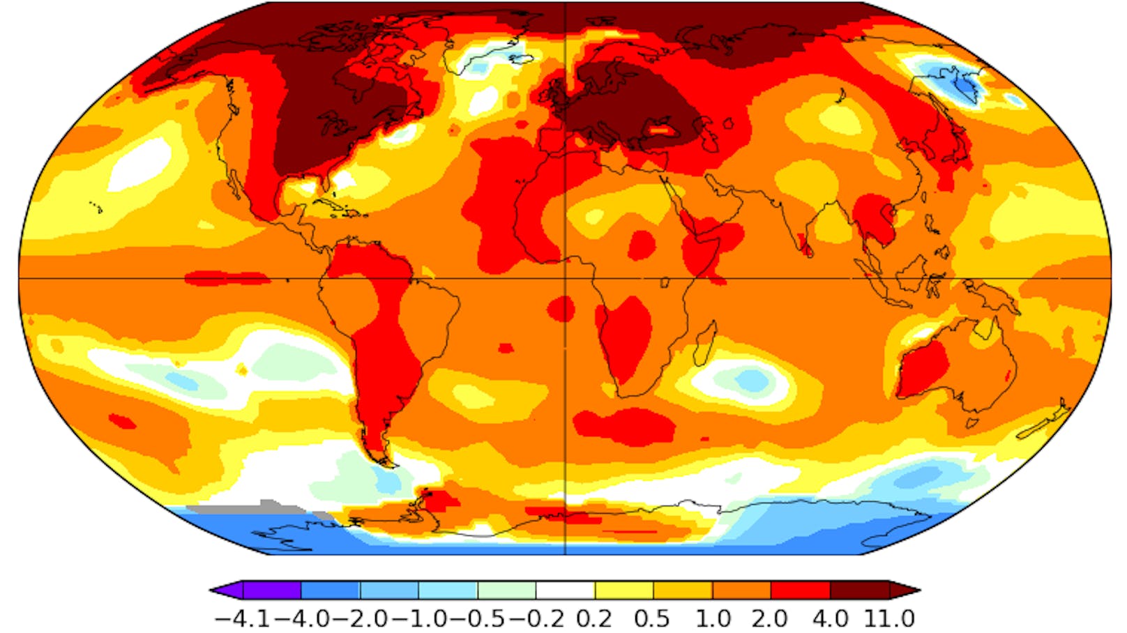 Karte der Anomalie der Oberflächen-Temperatur weltweit im Februar 2024 auf Basis der Vergleichsperiode 1951-1980.
