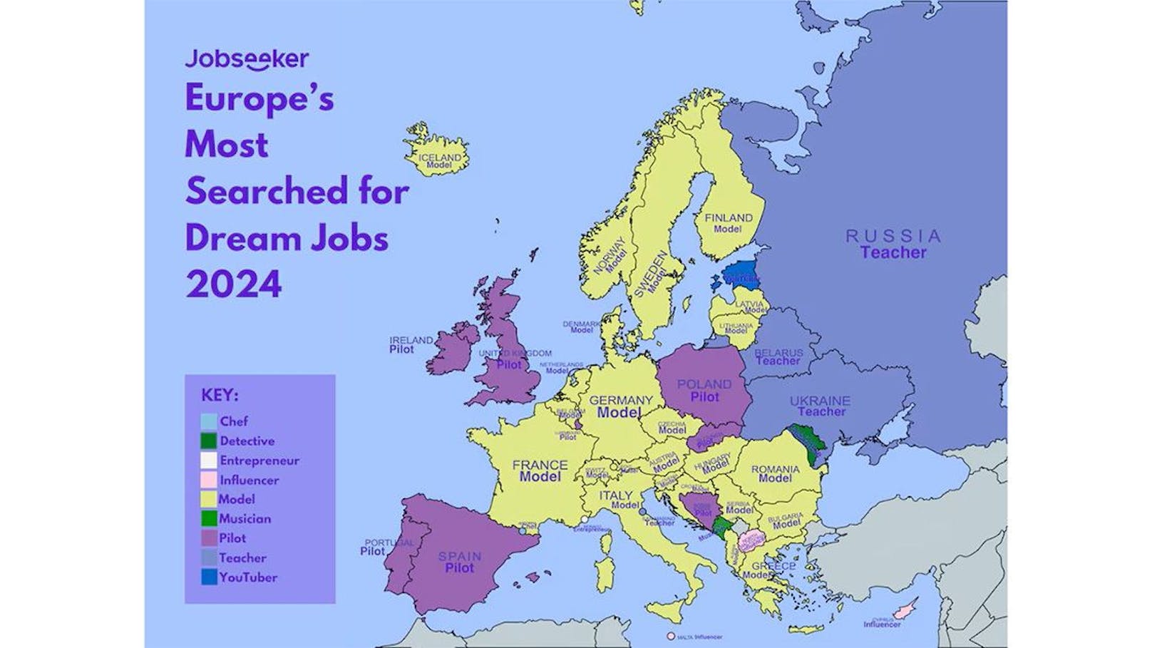 In den meisten Ländern Europas ist der Beruf Model besonders gefragt.