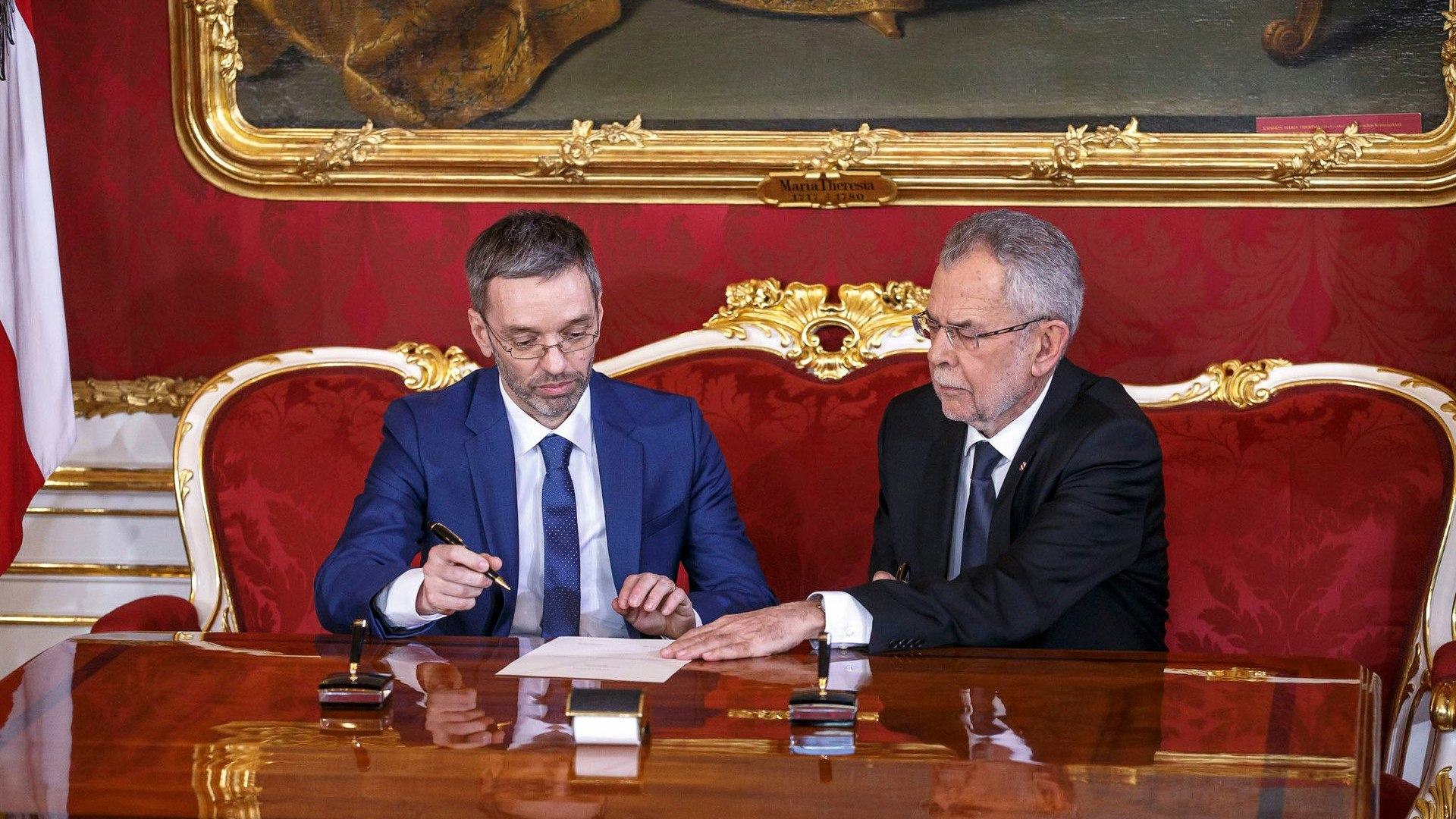 Herbert Kickls Angelobung zum Innenminister durch Alexander Van der Bellen 2017