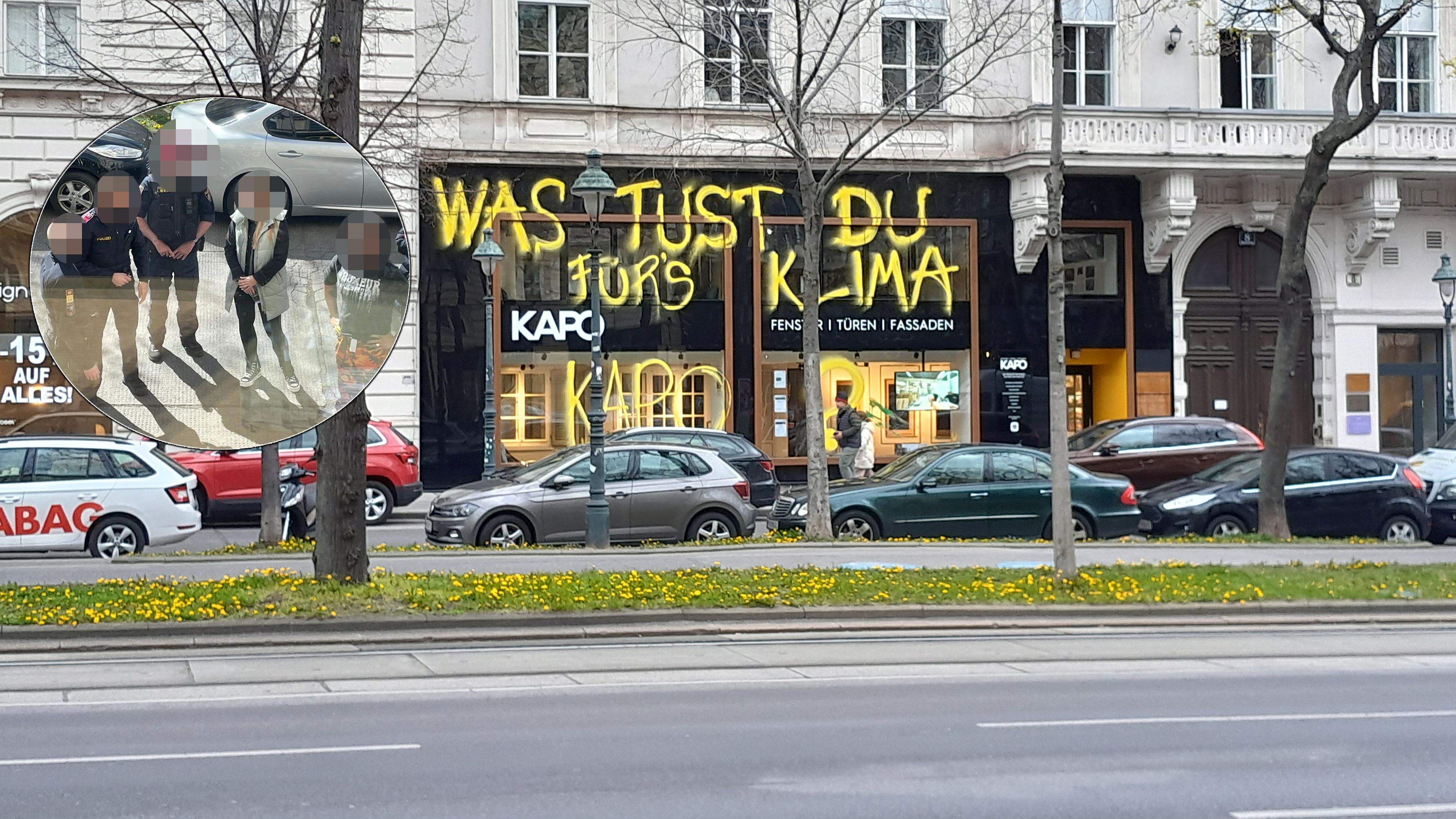 Auch Beamte staunten über die Aufschrift in der Wiener Innenstadt.