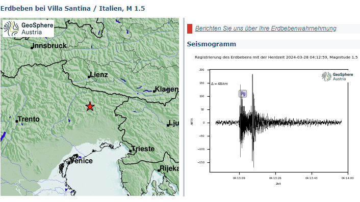 Norditalien wurde gestern Abend von einem Erdbeben erschüttert.