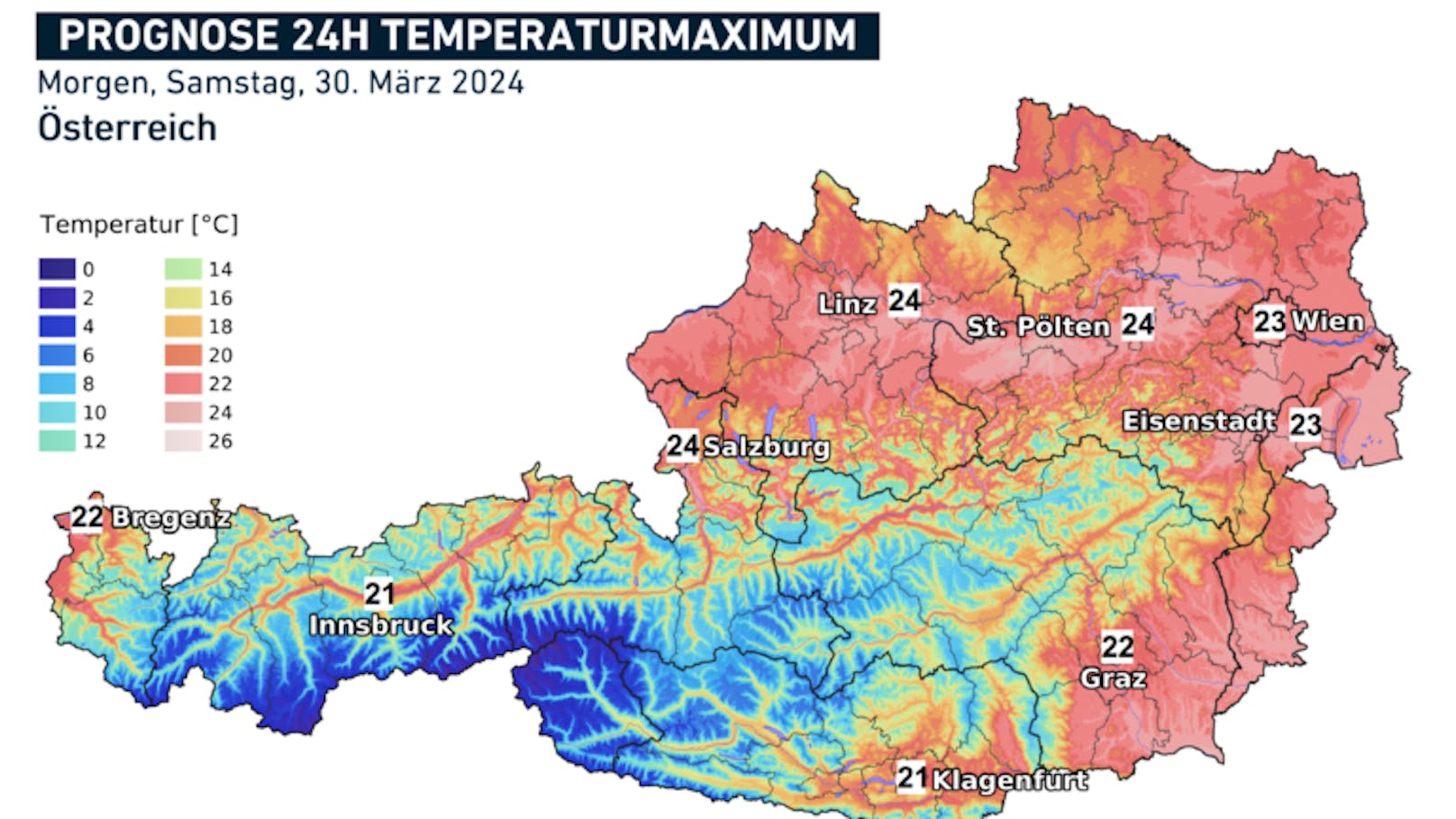 So warm wird es am Karsamstag in Österreich.