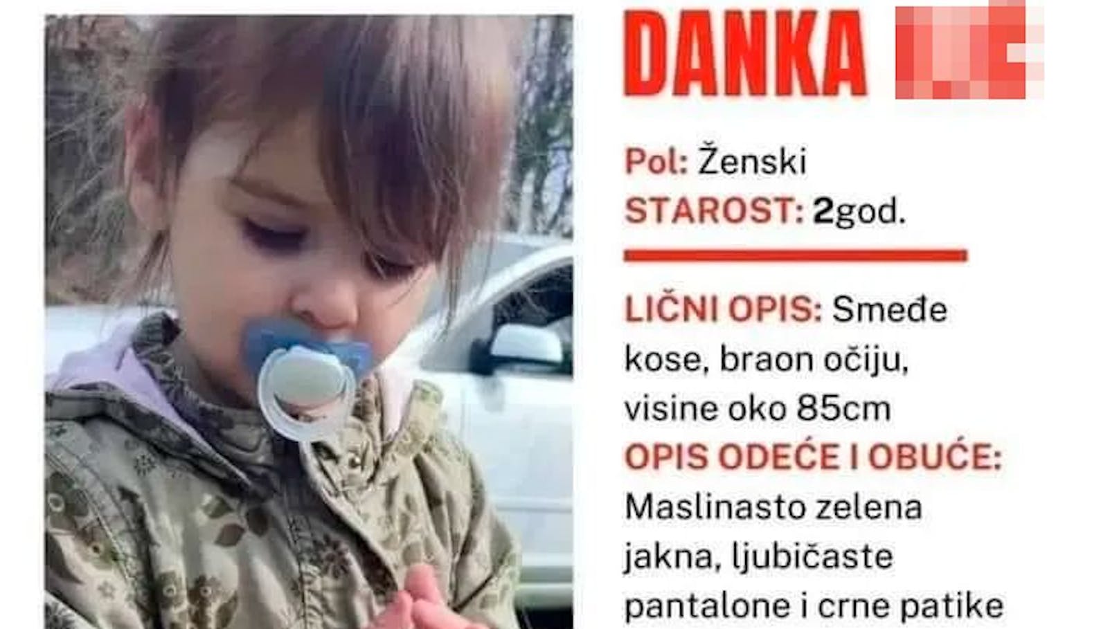Die kleine Danka wird seit Tagen in Serbien vermisst.