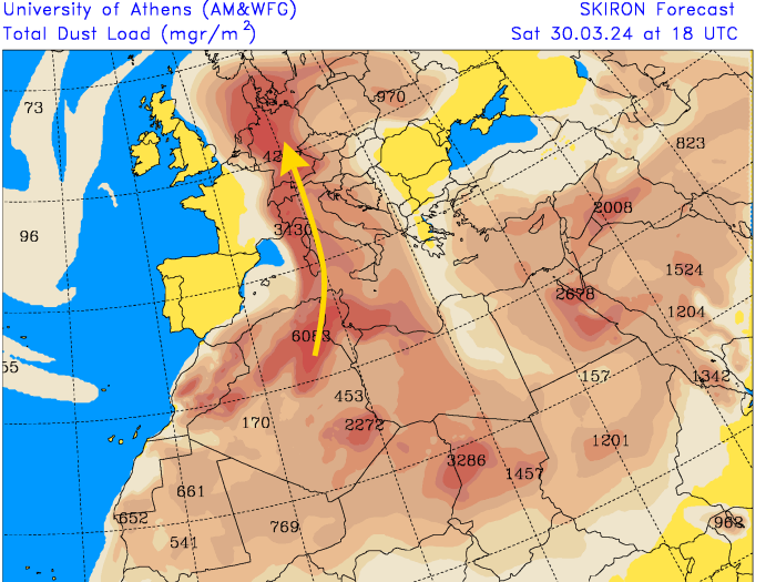 Der Saharastaub wird am Samstag auch den Alpenraum erfassen.